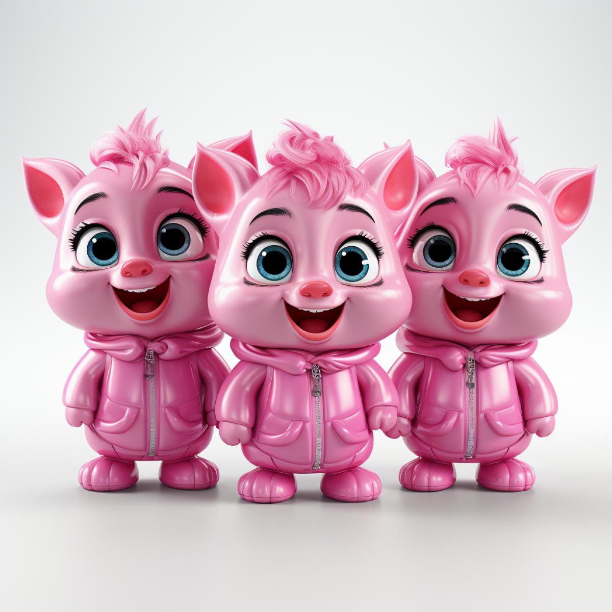 joyful happy laughing pig, with his brothers