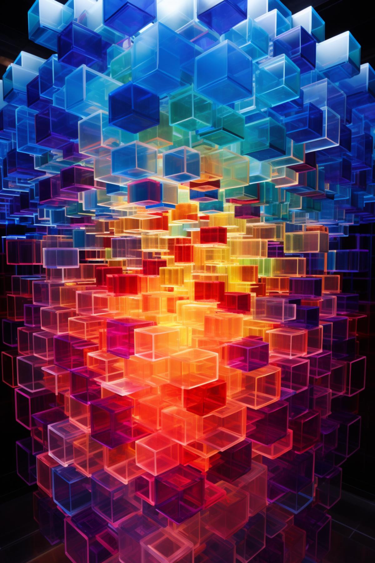 Million Increasing rotating cubes vibrant colours