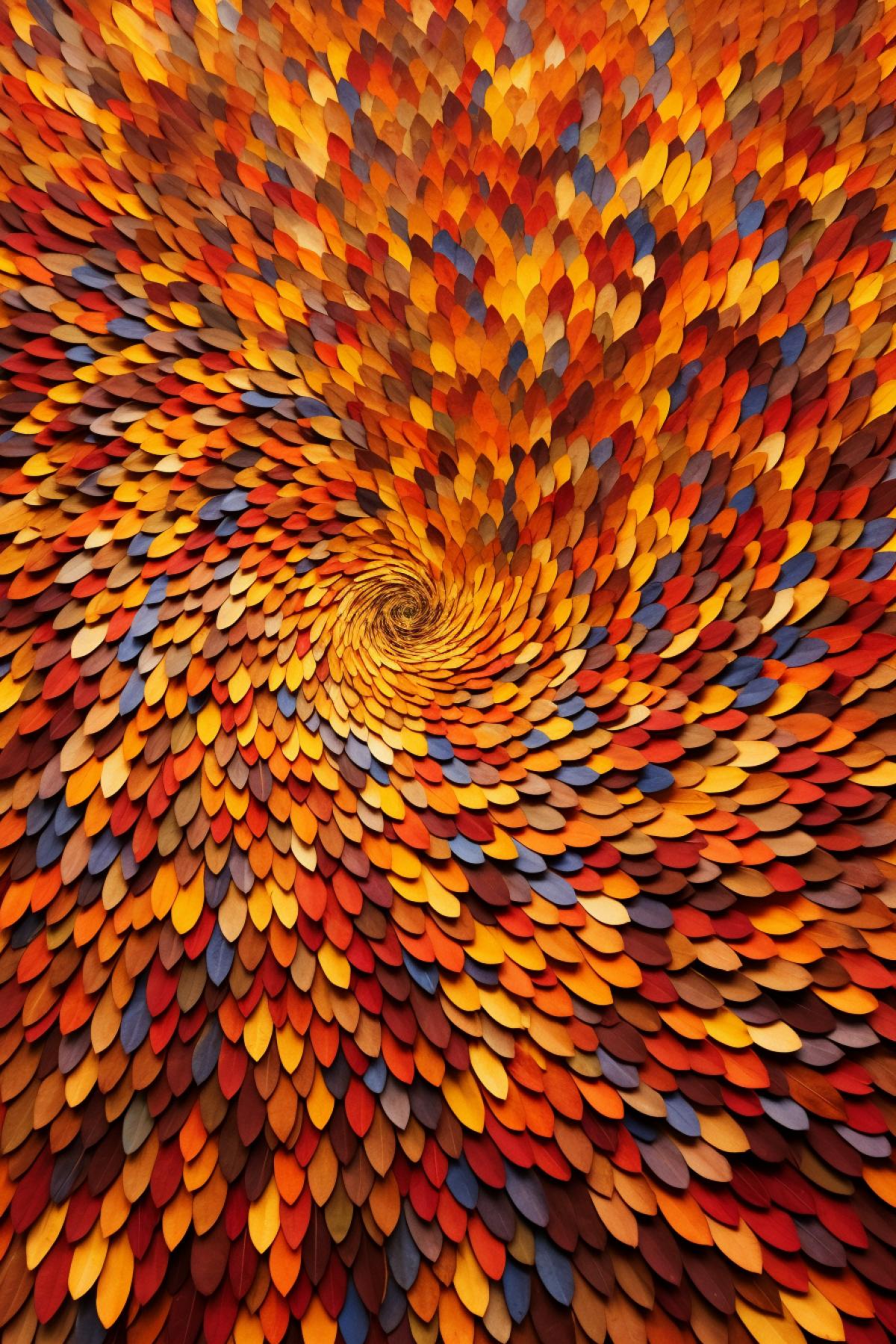 Billion of motley autumn leaves on ground opart dizzy illusion rotating photo
