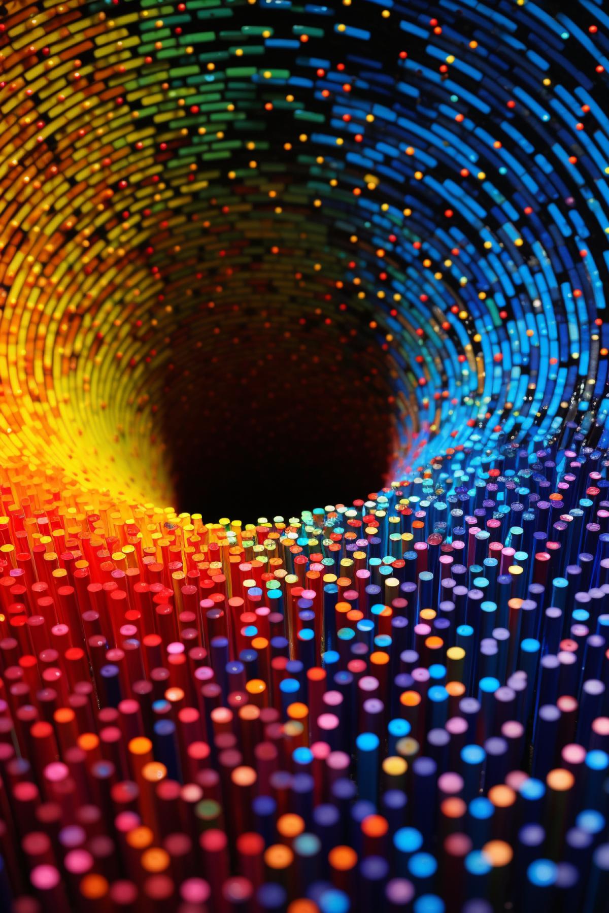 Four-dimensional circumference surface in prospective made of vibrant colours tiny points from here to eternity