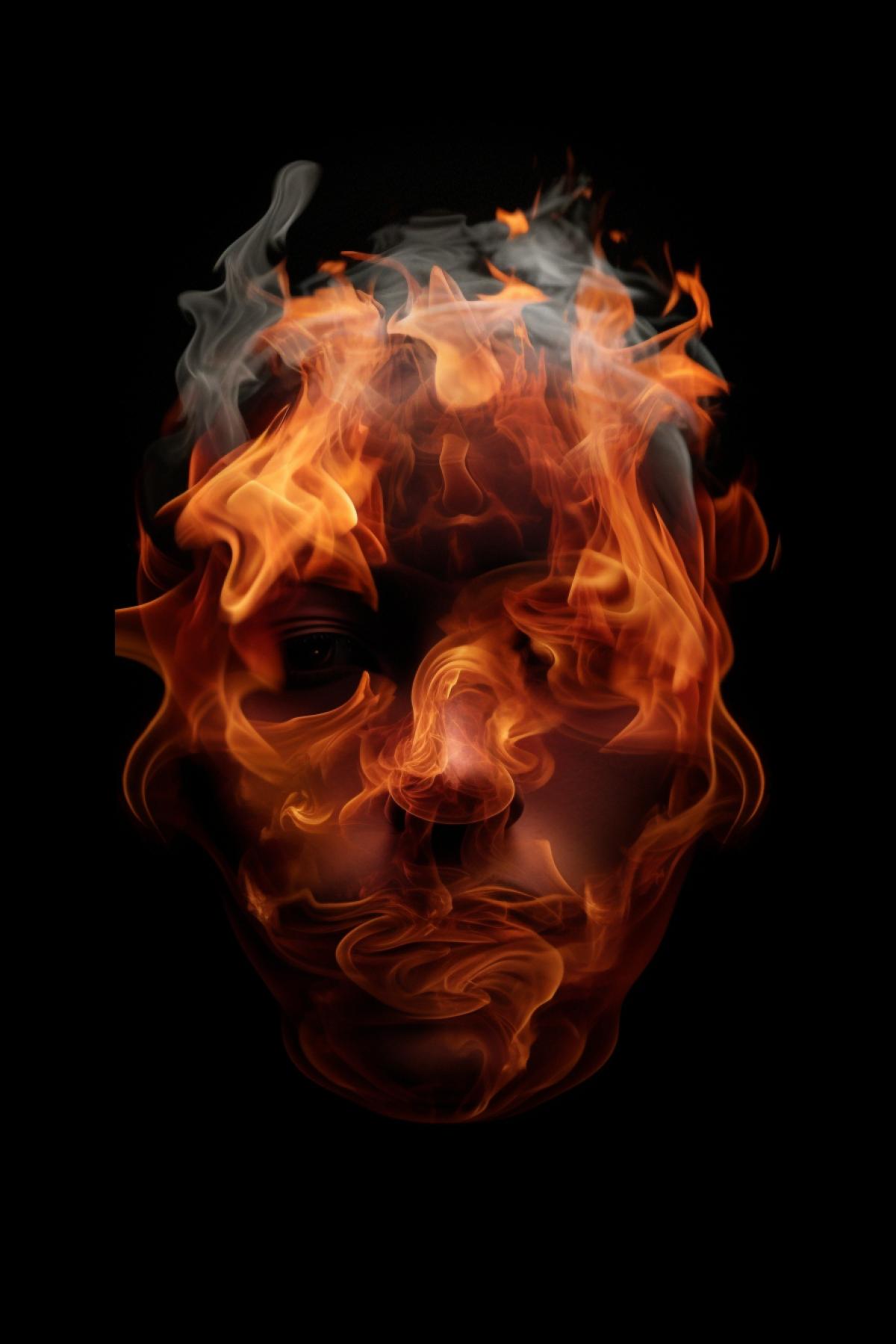 Flames making an optical illusion of a human face