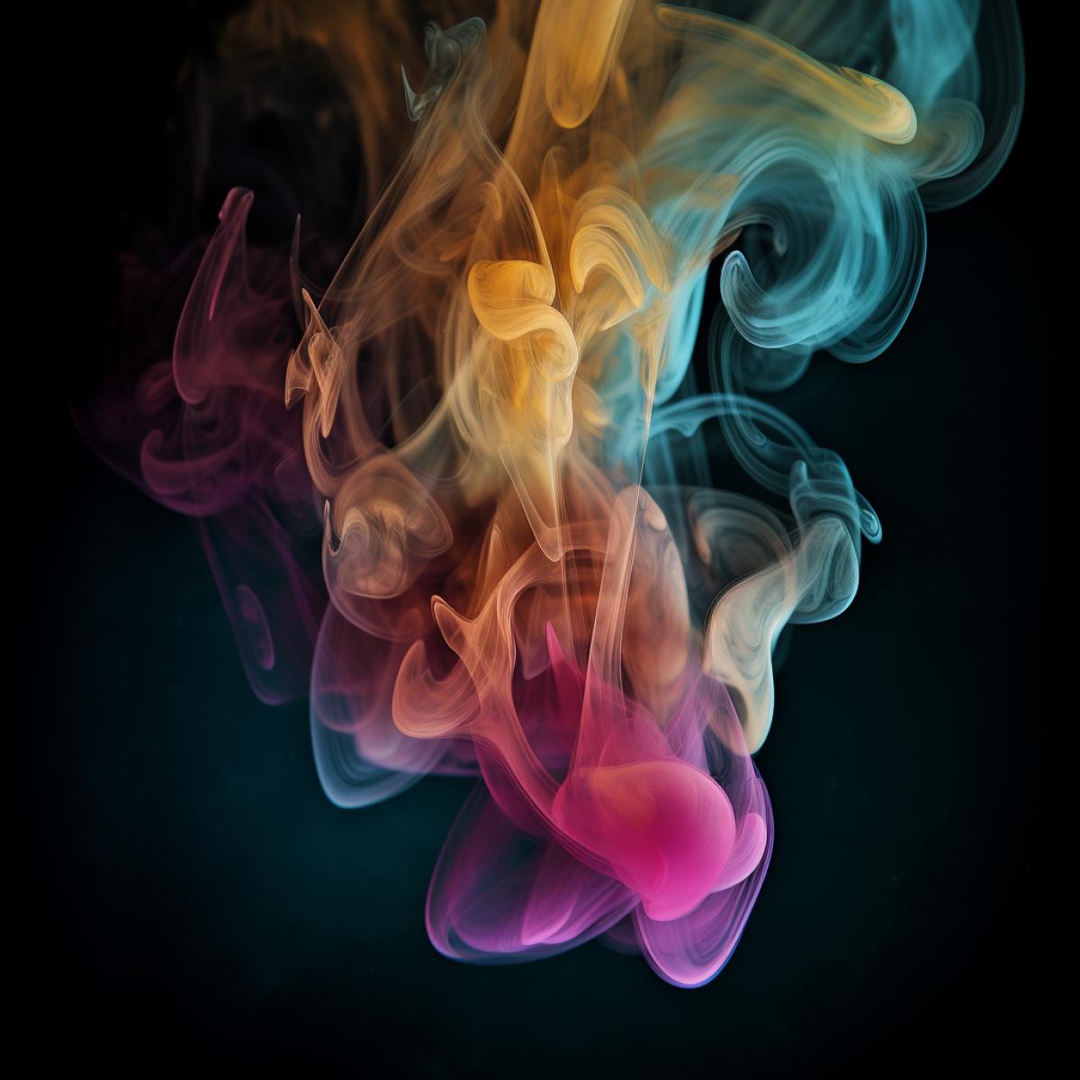 Optical art, optical illusion, smoke, bright and rich colors, photography