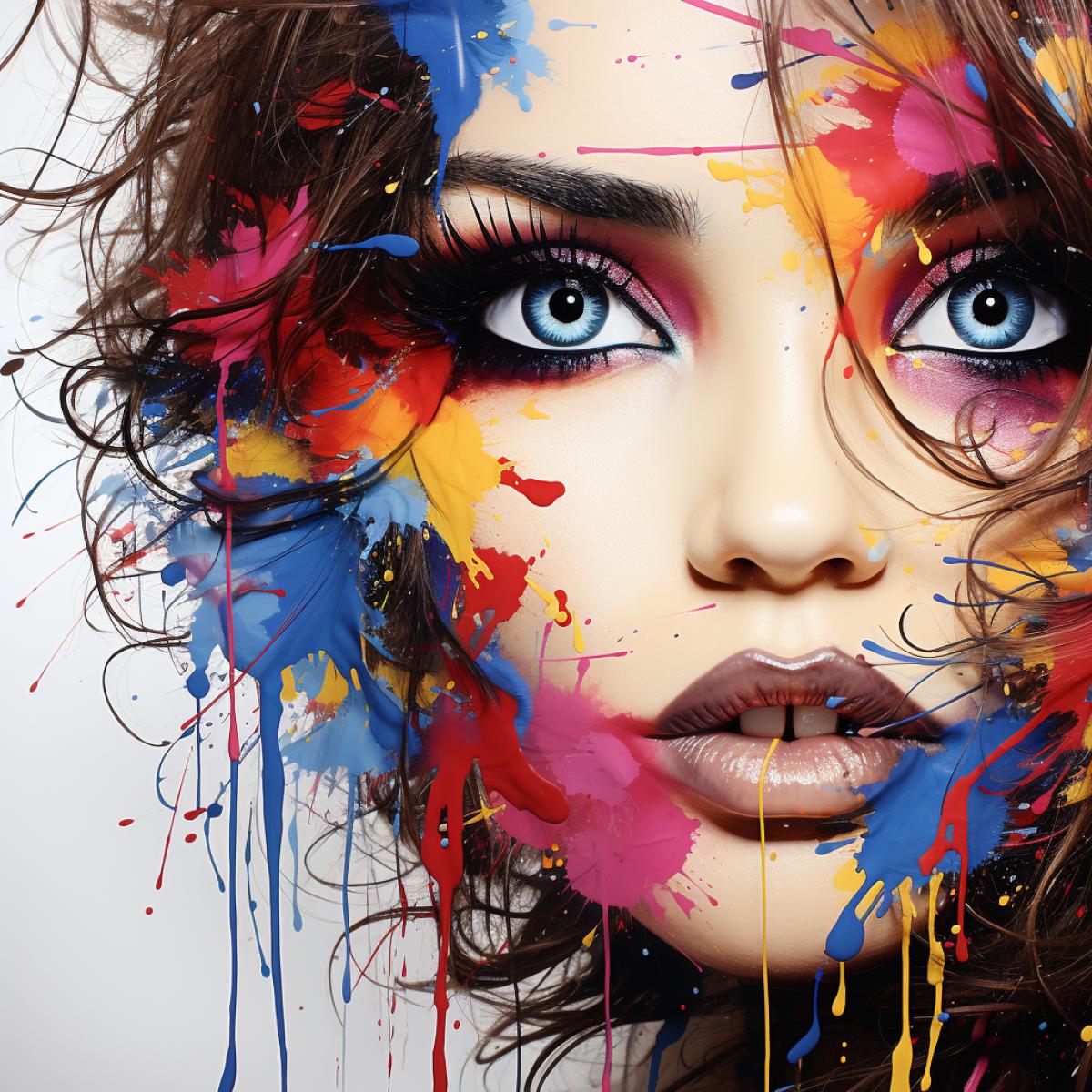 abstract com4k, optical art, colored squares, female image, by Minjae Lee