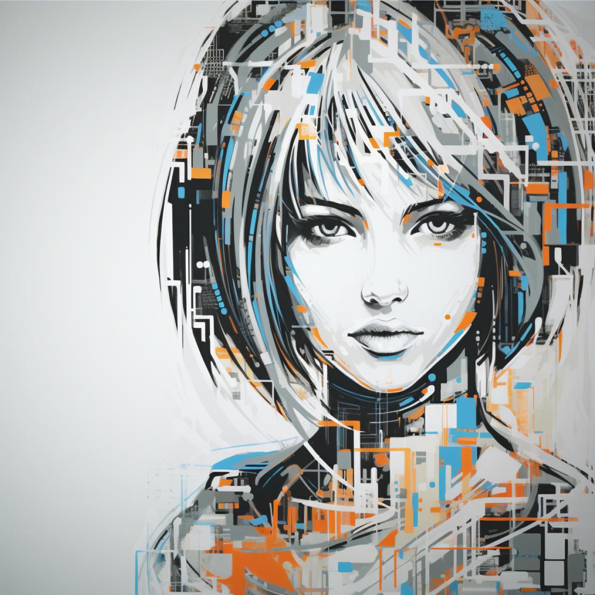 abstract com4k, optical art, colored squares and spots, the female image is slightly guessed, by Minjae Lee