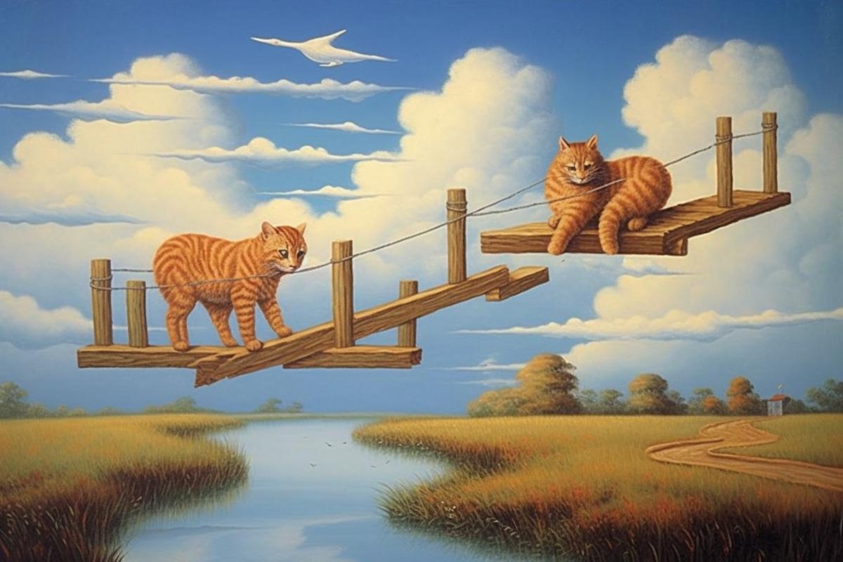 Cat as an optical illusion surrealism