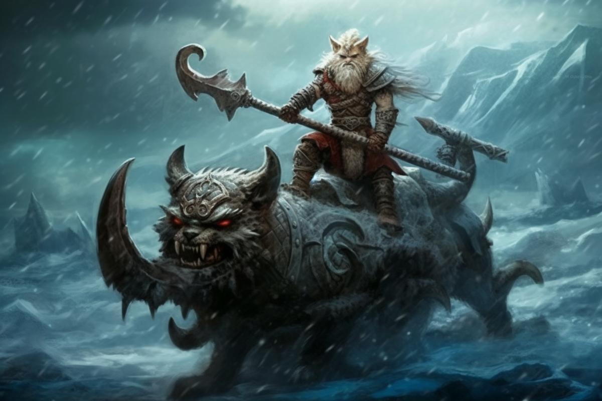 a seasoned Viking saves a kitten from the villains Piskar