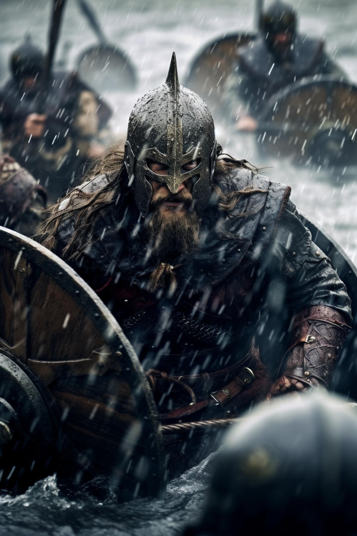 Vikings battle on the battlefield, epic, dramatic, photorealistic