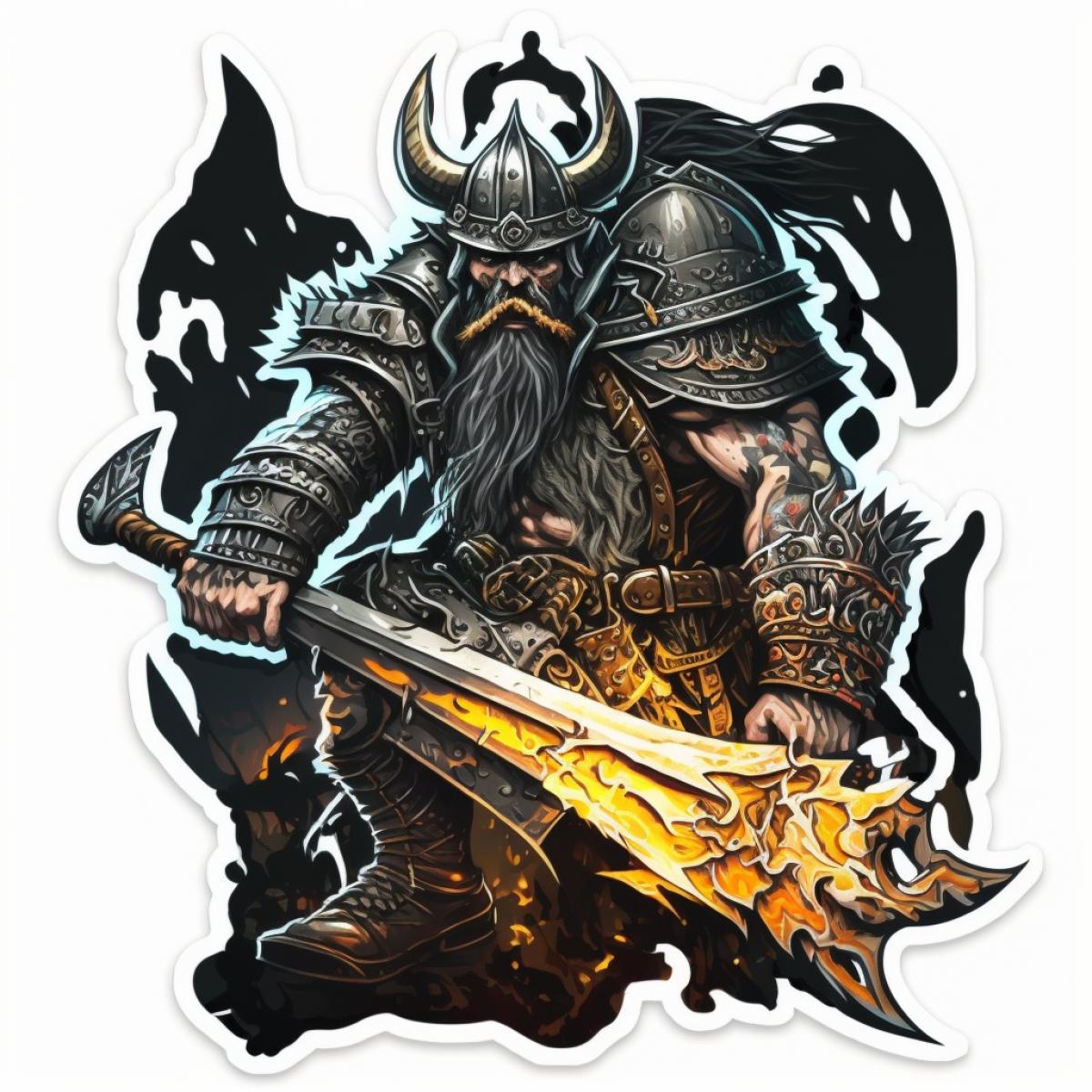 Sticker Viking Berserker in Battle Fury