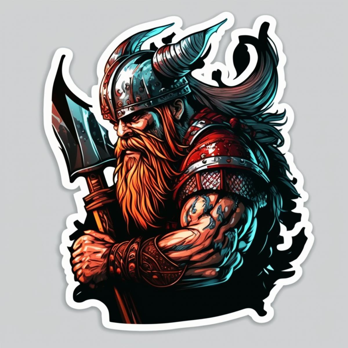 Sticker Viking Berserker in Battle Fury