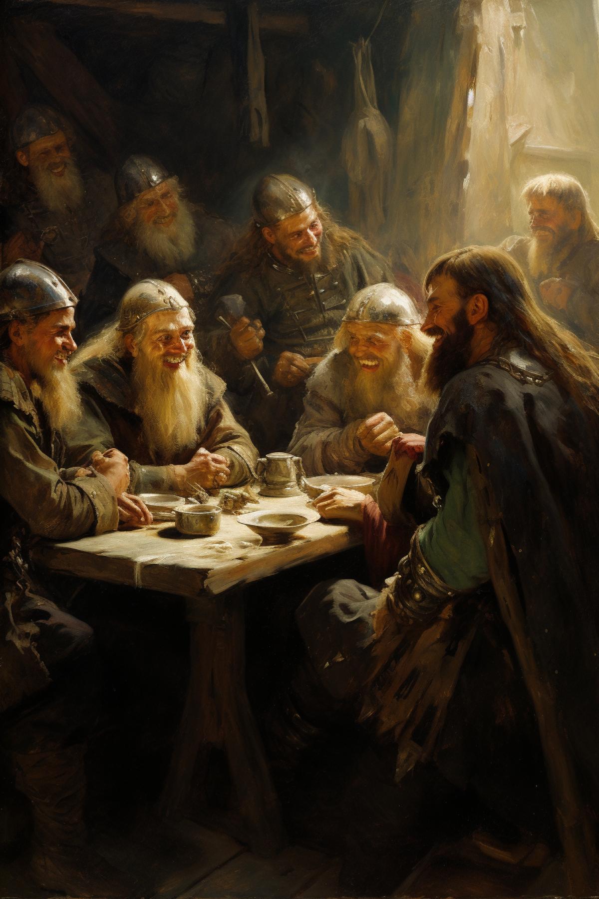 Fifteen Ancient Vikings writing letter to Russian tzar laughing out loud Ilya Repins art