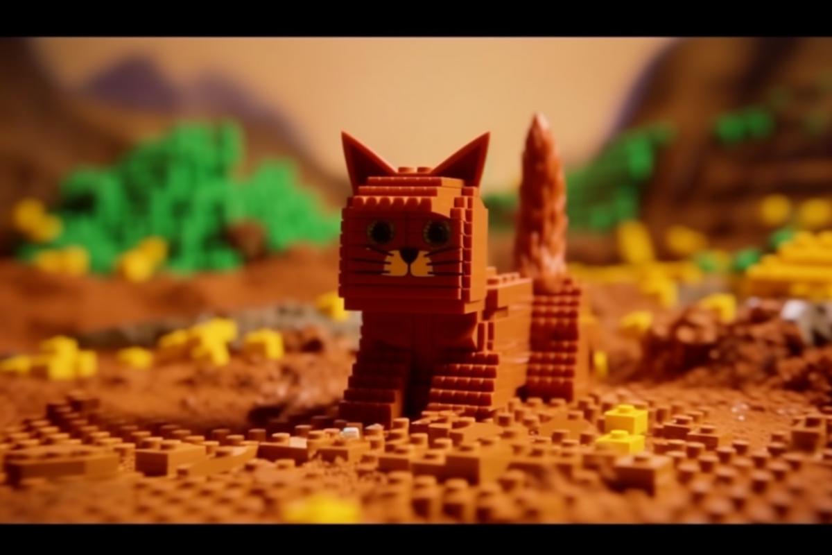 Cute kittens in lego style