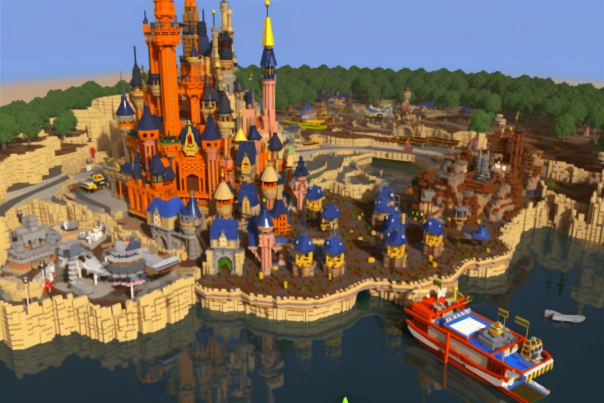 new year in Disneyland Paris, LEGO constructor, many details, all castles and attractions are made from LEGO parts, LEGO figyellow waters of fairy-tale characters and Disneyland guests, detailed, professional photo, 8k