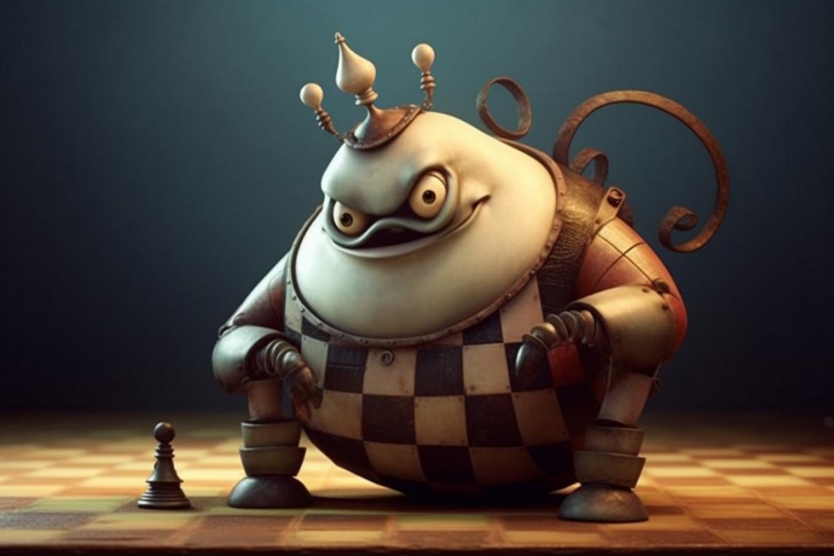 Artificial intelligence plays chess Lego Pixar steampunk style
