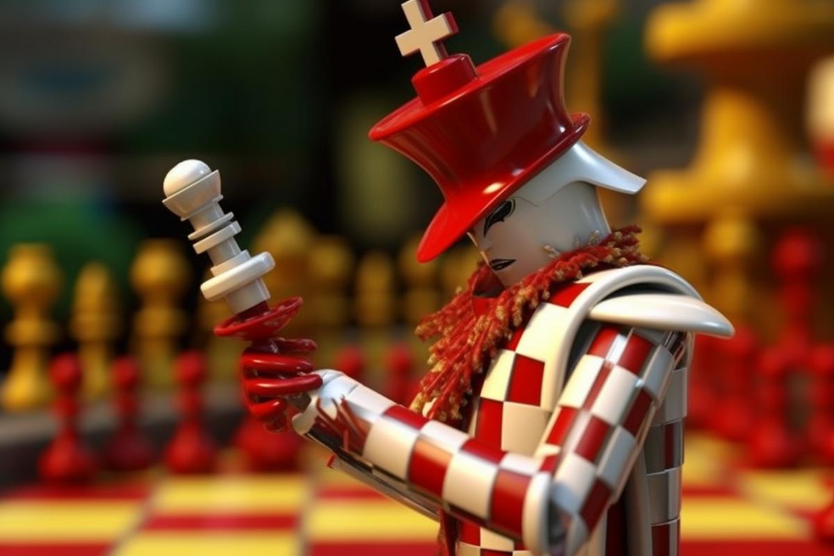 Artificial intelligence plays chess Lego Pixar steampunk style