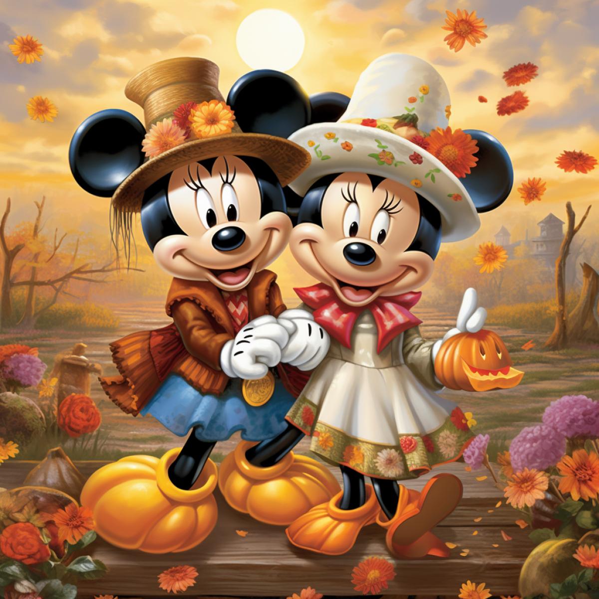 A heartwarming Seasonal Celebration with Disney characters gathered for a festive occasion, whether its a snowy winter wonderland, a blossoming spring garden, a sunlit summer beach, or a cozy autumn harvest. The characters share the spirit of the season in a classic Disney fashion, , Disney style