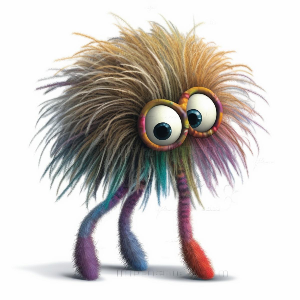 an unusual fantastic pet with eight articulate legs, spherical body and dogs head, very cute, tiny, of rainbow colours, 3D Pixar anime style