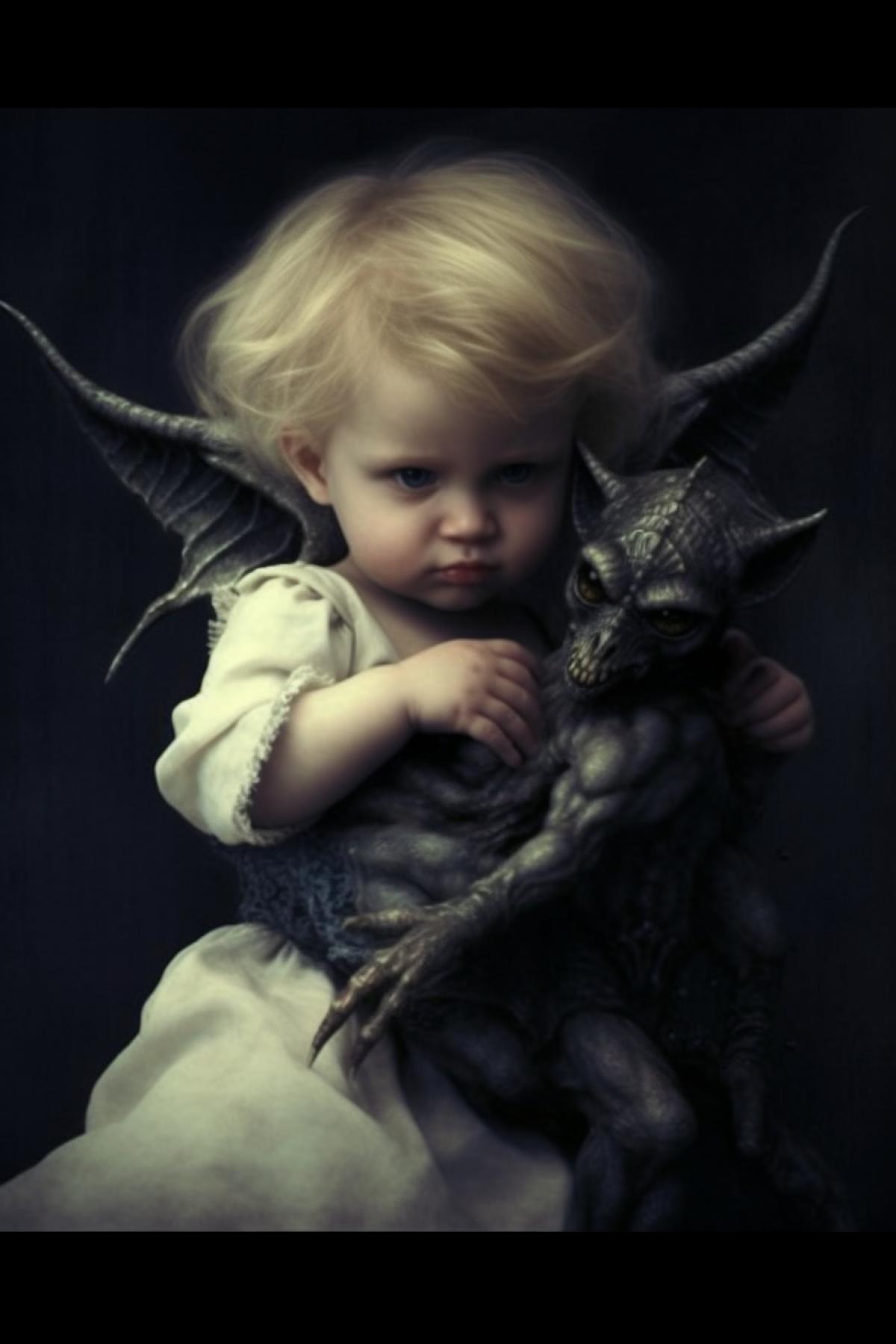 Baby angel and baby demon