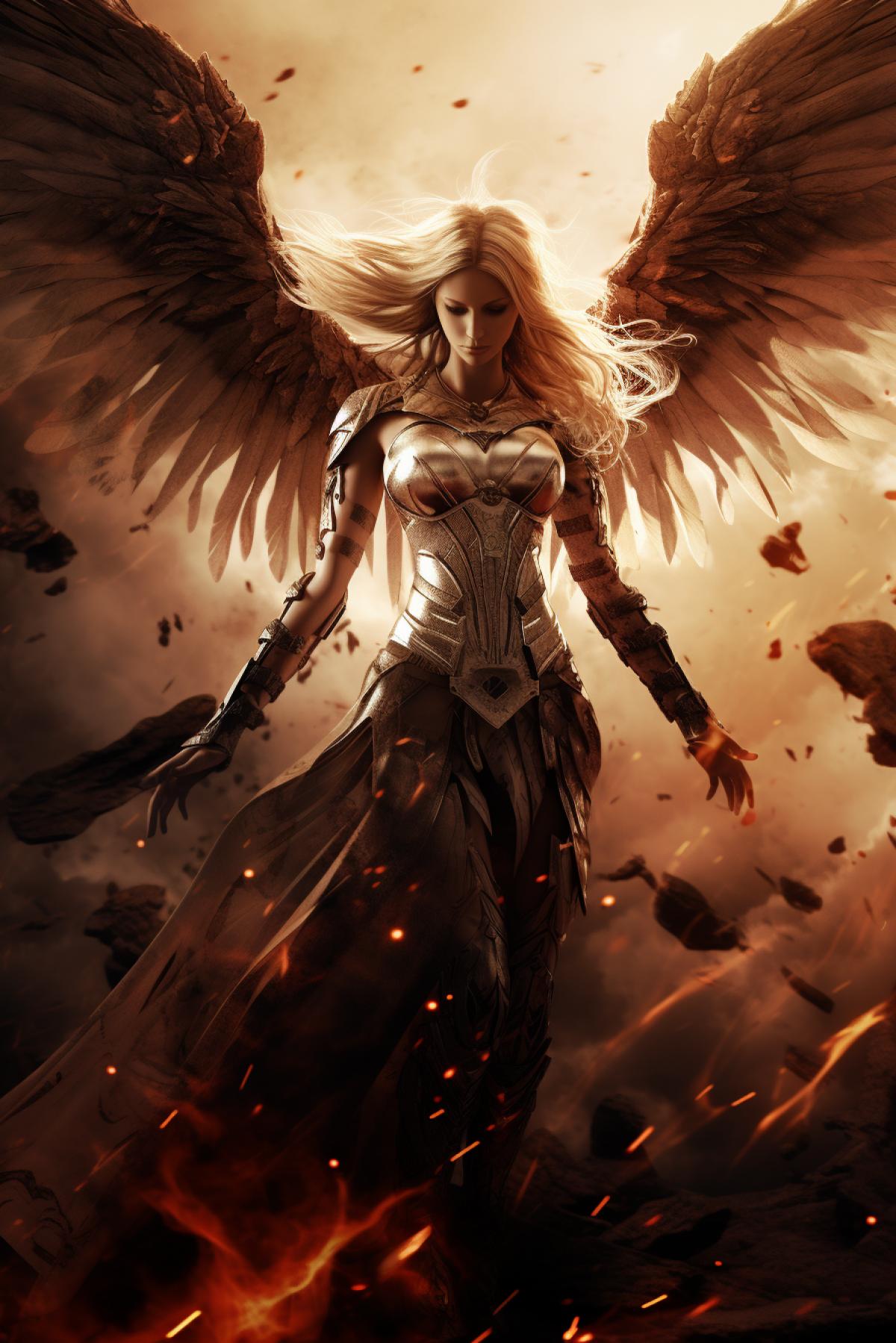 Battle of angels and demons, battlefield, epic, dynamic, cinematic, dramatic, photorealistic
