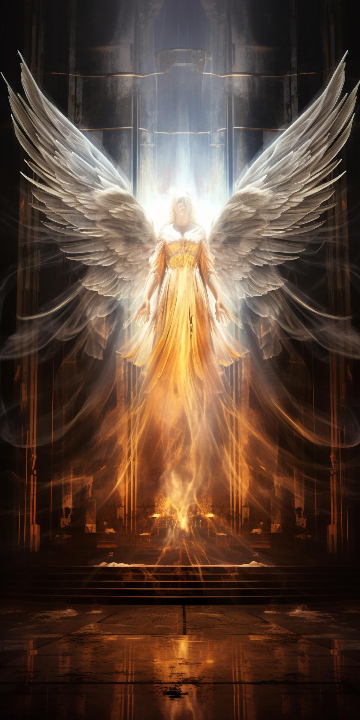 Majestic Angel Kings Chamber, dawn, glpainting, overpainting, decoration, time lapse, photojournalism, wide angle, perspective, double exposure, light, dark background, ultra high resolution, giant scale, perfectionism, soft lighting, ray tracing, emission, crystal, flux reflection, symbolic/semantic style