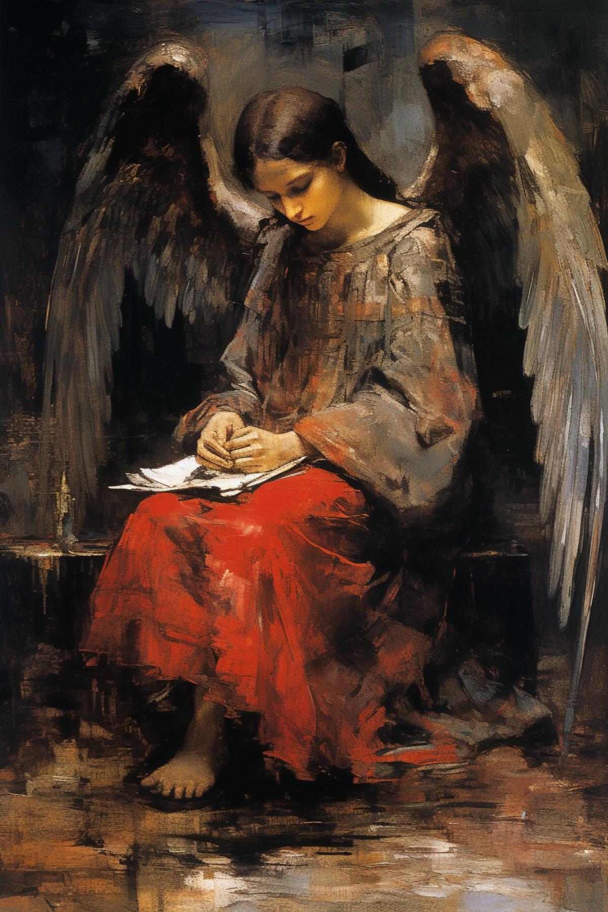 Mikhail Vrubels the angel seated