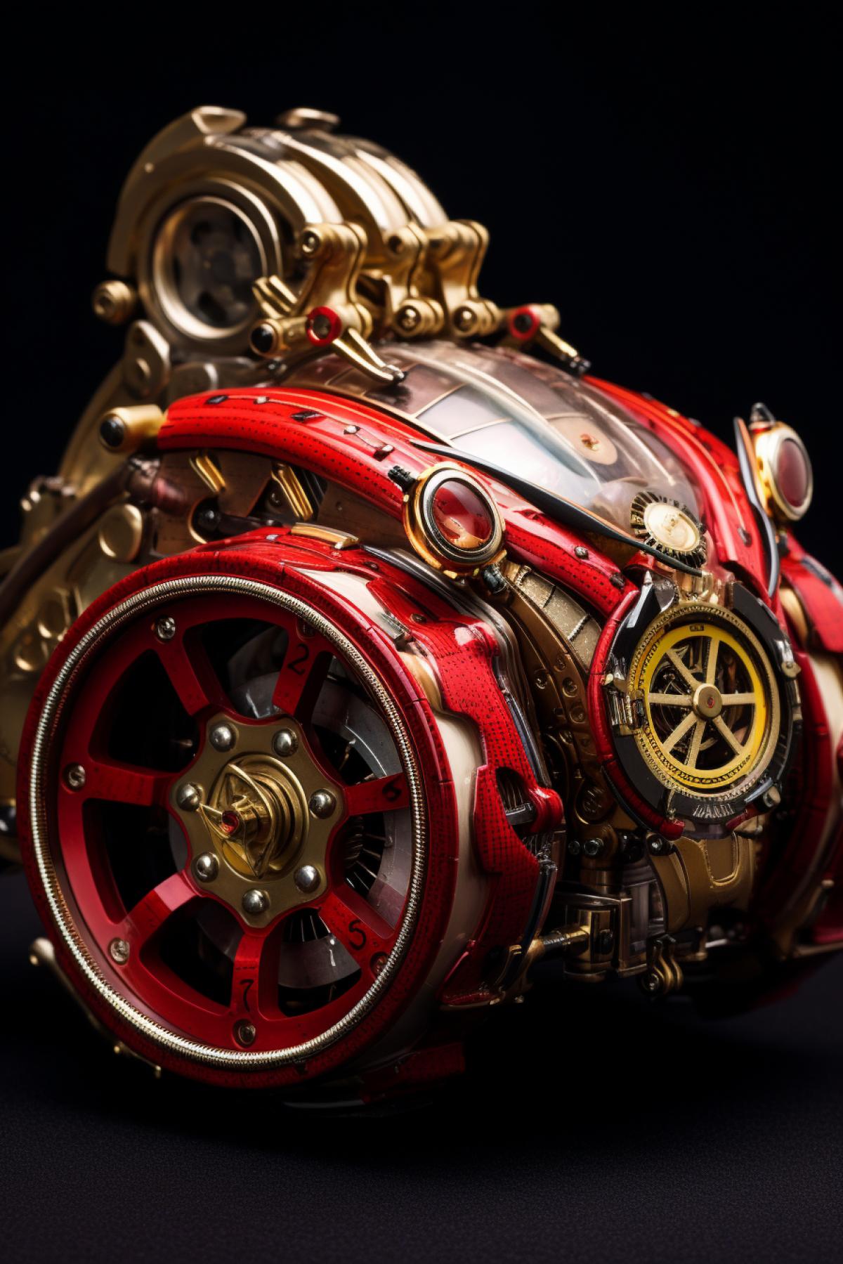 Steampunk Ferrari red beautiful splendid time is guaranteed for all