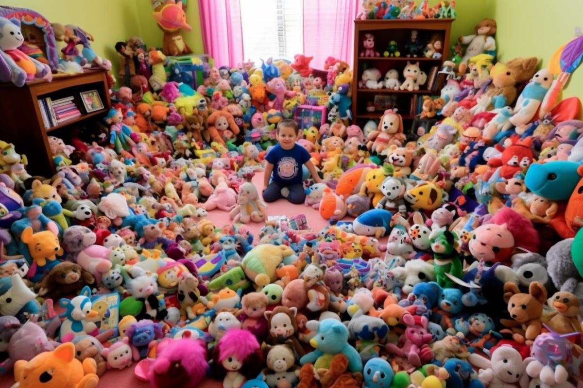 The room is filled to capacity with sweets and toys!