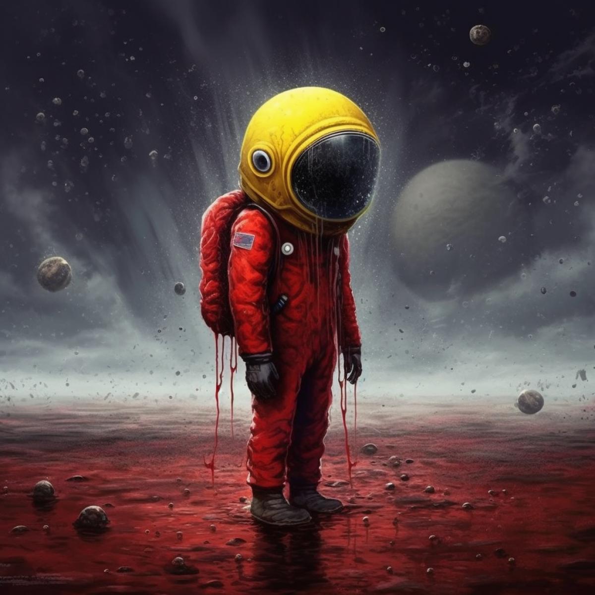 worm in a space suit, lost, Universe,. planets, star rain