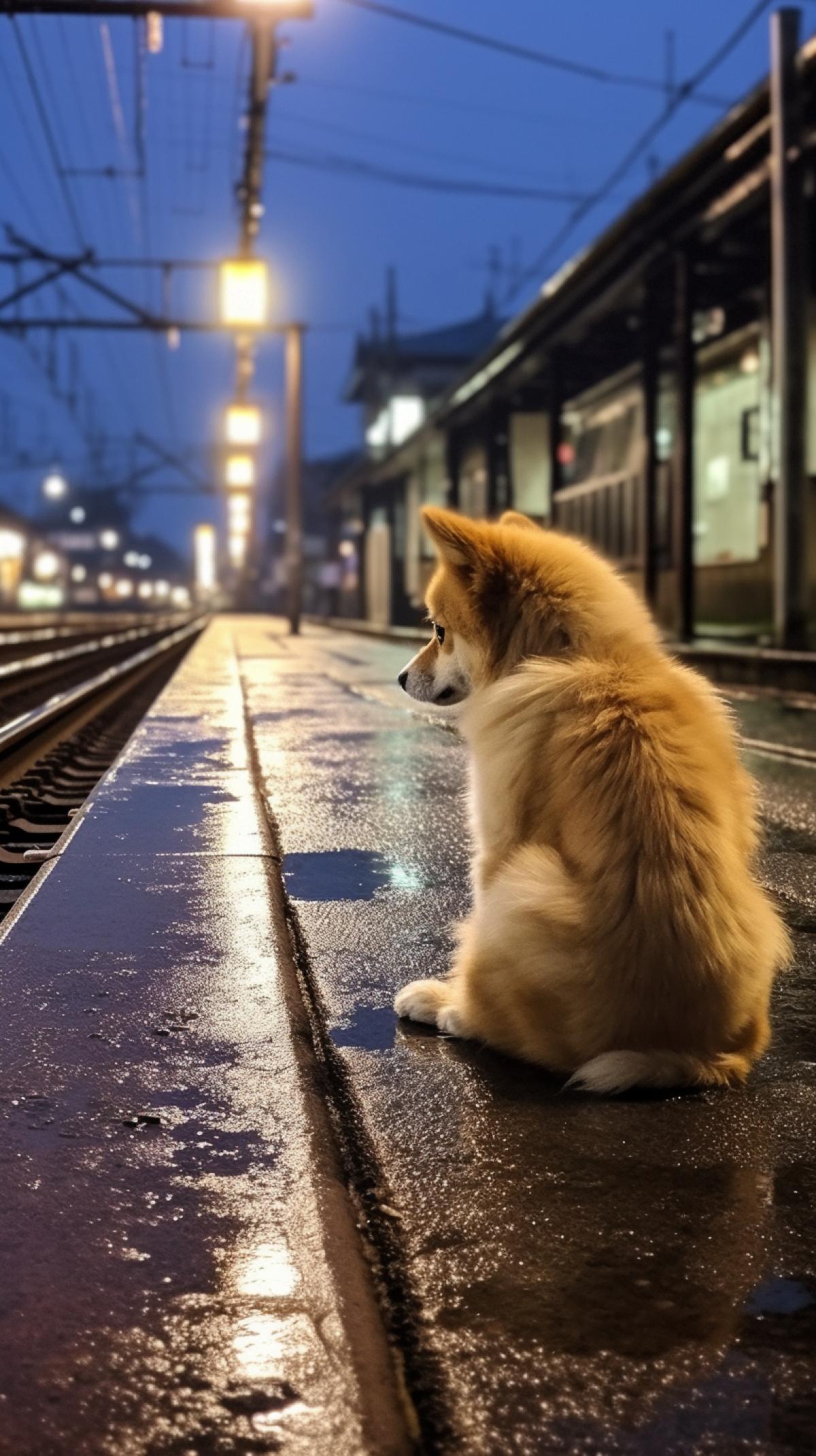 photo of dog hachi waiting for its owner. tears from the eyes. rain, puddles, train station ar 16:9 style 19qA13vme6Q7qby9pDPaVSWTyapdqtQjzesBpxRJ-19qA46EzfkrLHxmsWVrQoazGn2XORU5YRQ3xFxcX-4vN0RszpaKZY8ecf
