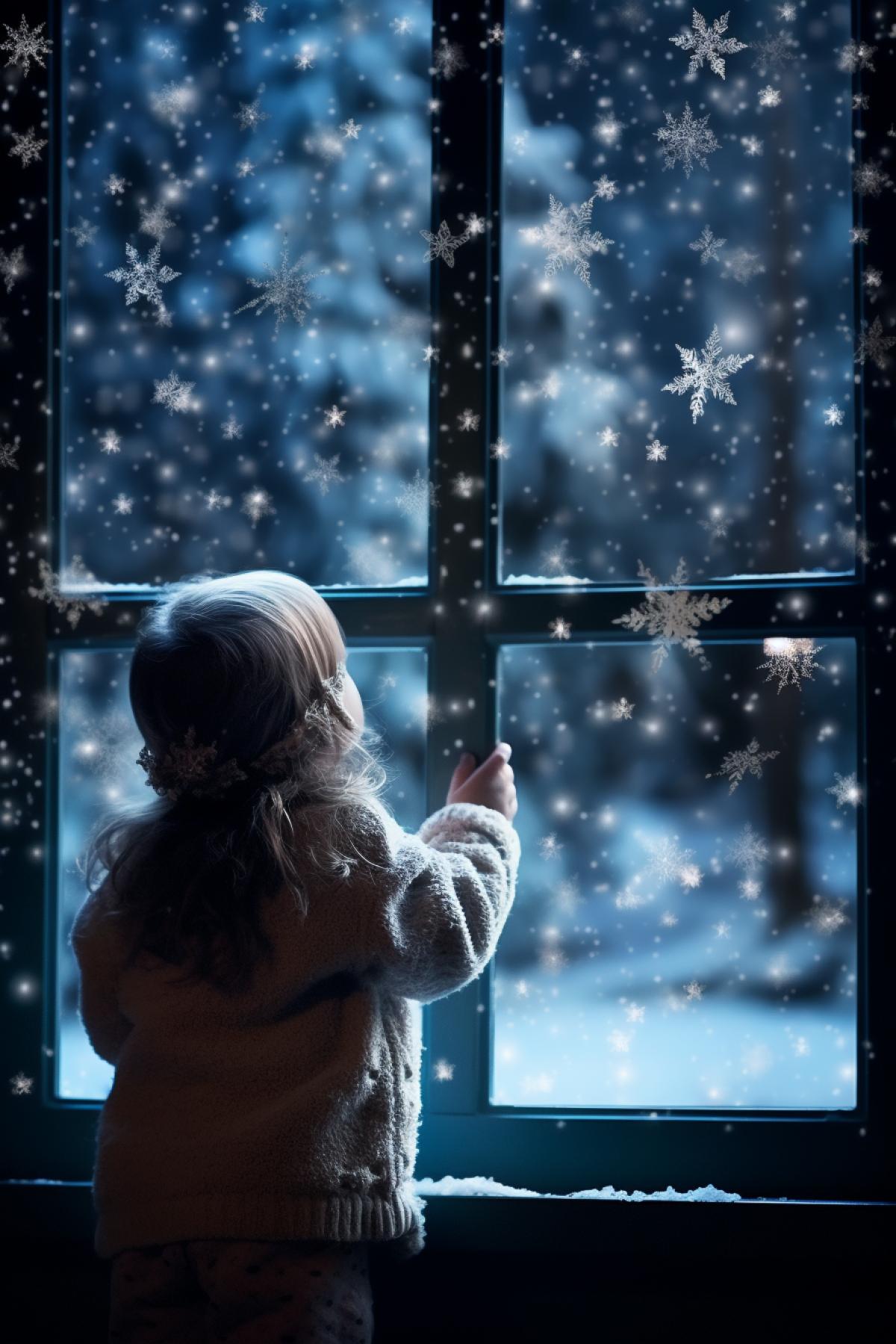 When I was a little child I couldnt help watching beautiful snowflakes falling winter twilight behind the window