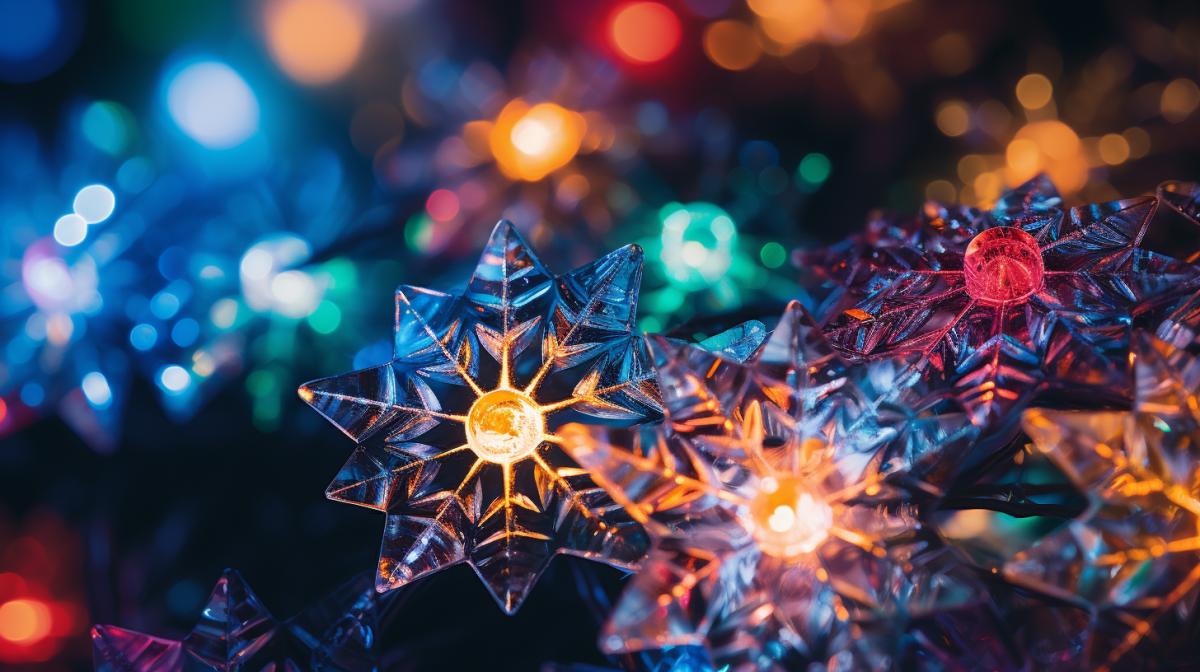 Multicolored electric light snowflakes