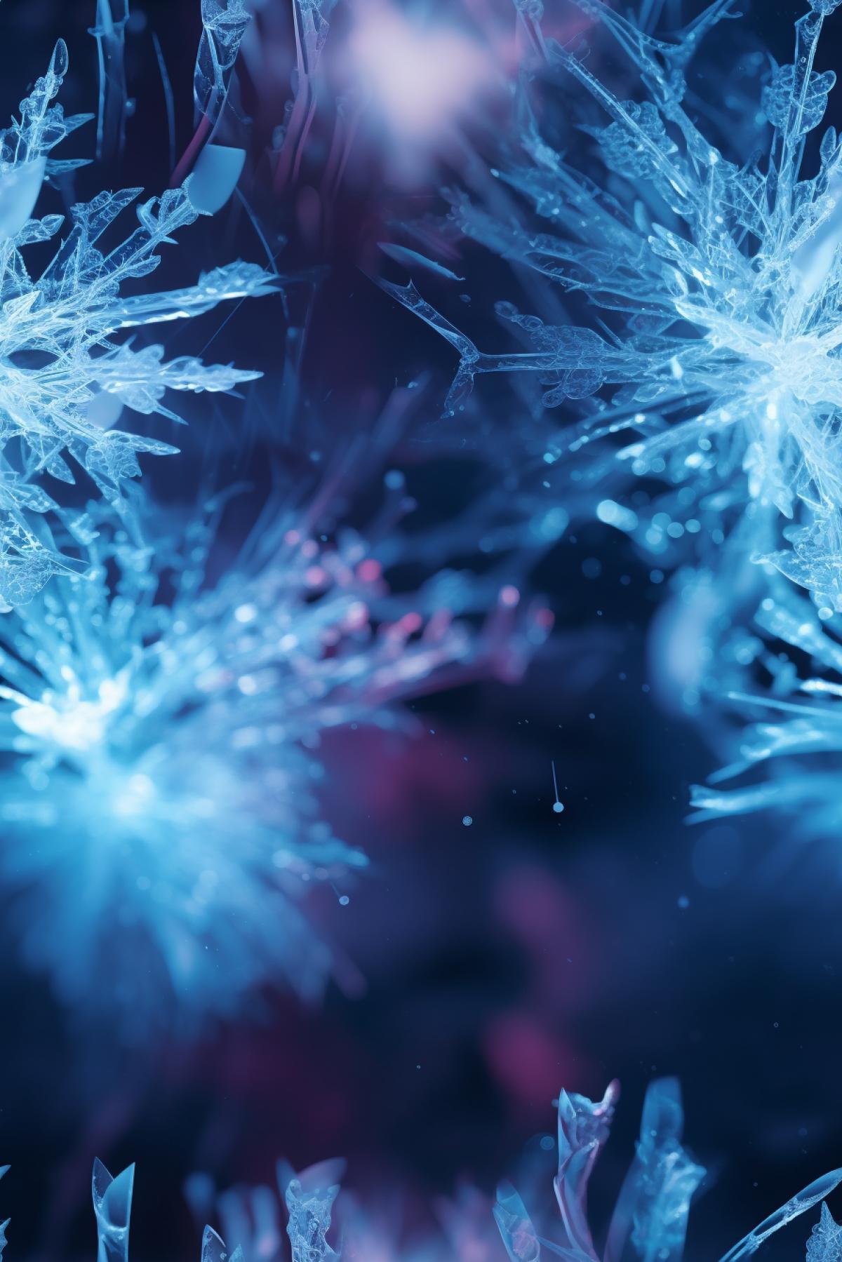 Kirlian Effect, an Electromagnetic field around a snowflake, captured by a Fujifilm GFX 50R, vibrant illustrations, 32k uhd, subtle gradients, fairy tale illustrations, bokeh, dreamy glow, ethereal lighting