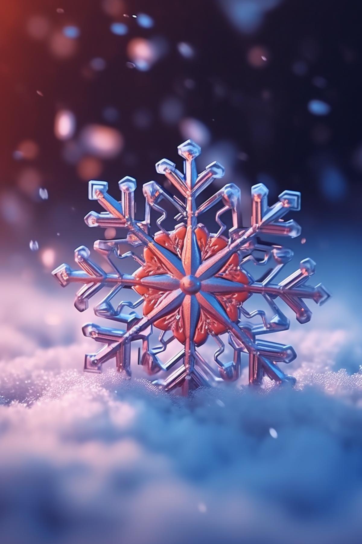 Beautiful snowflake lies on the snow