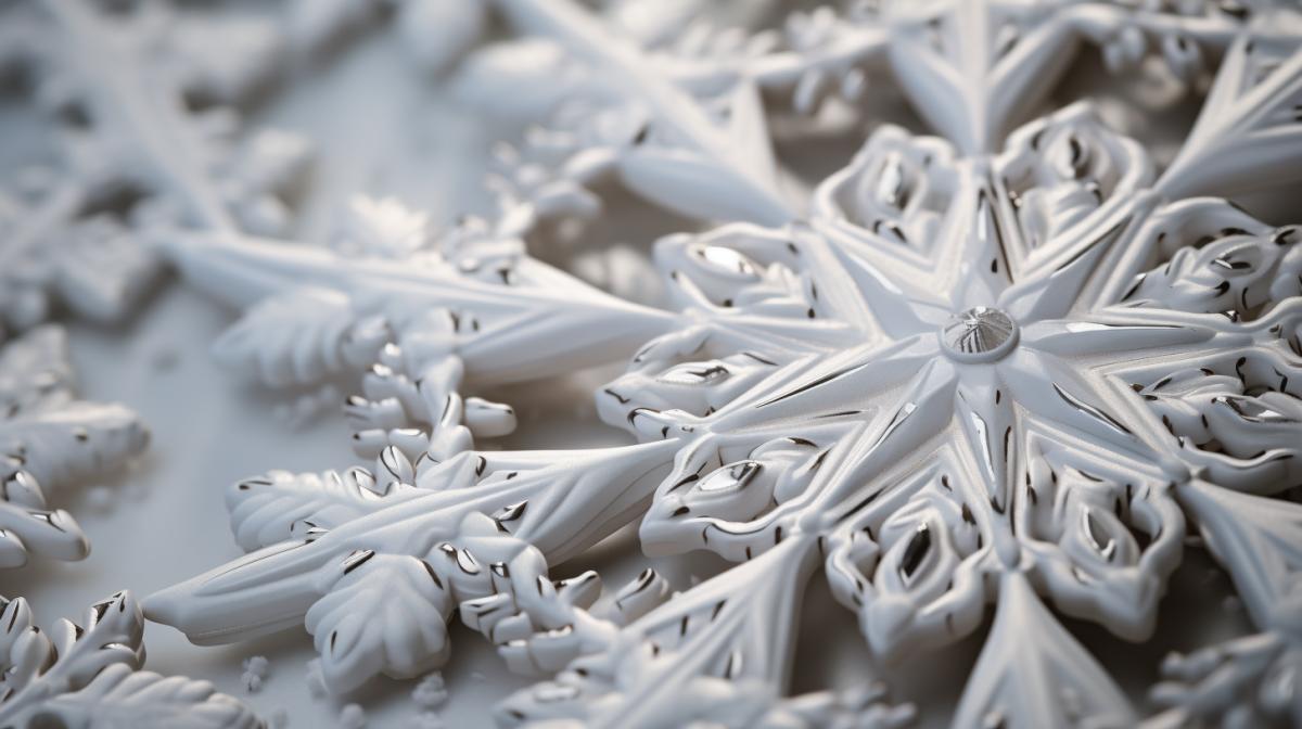 close-up, snowflakes, intricate detail, elegant, angelcore