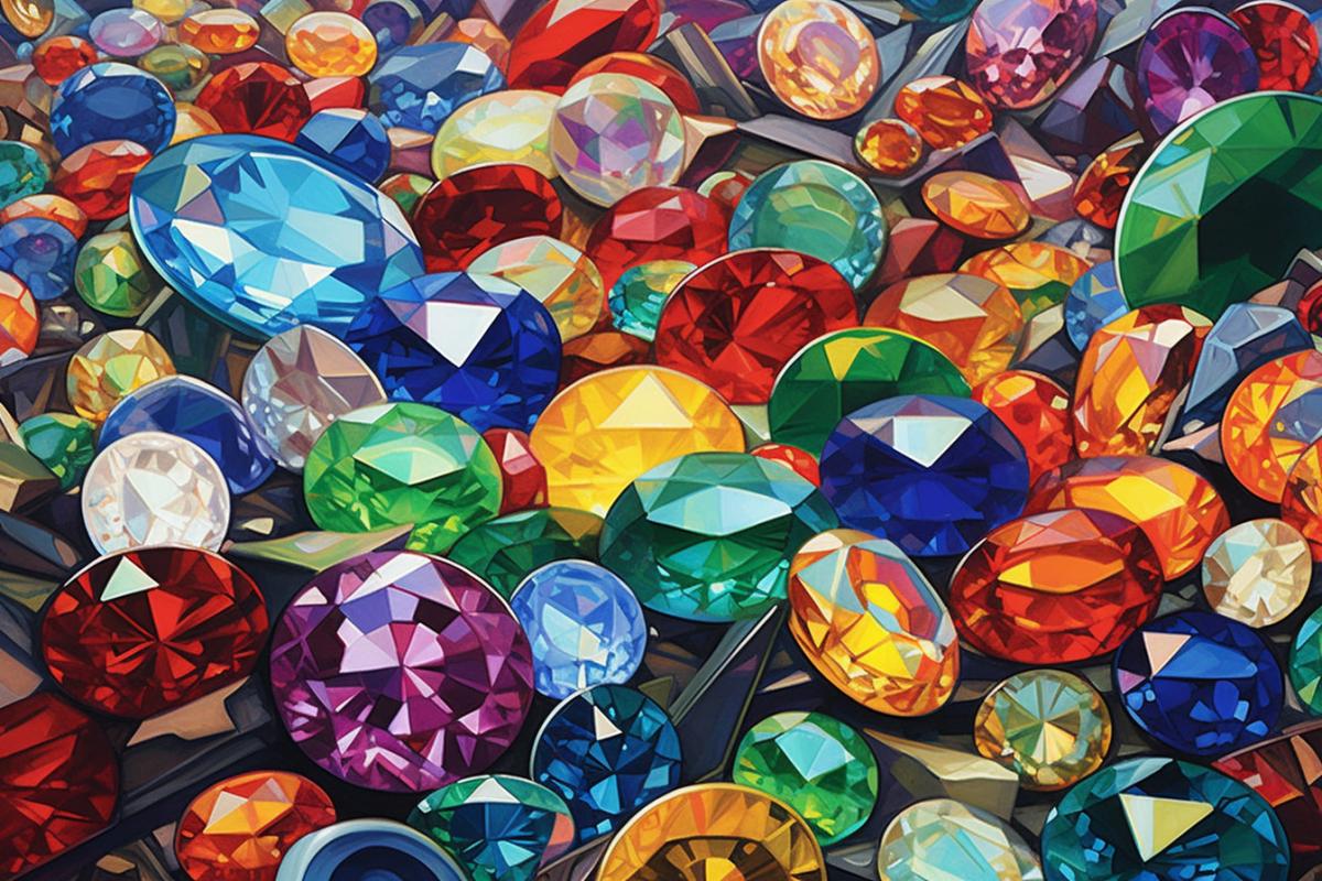 A bunch of gems, multi-colored gems