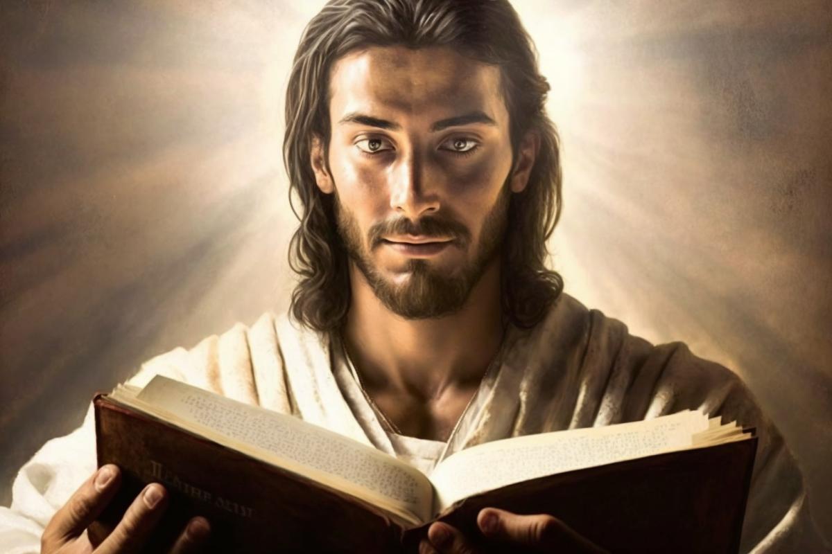 Jesus Christ gives a book.