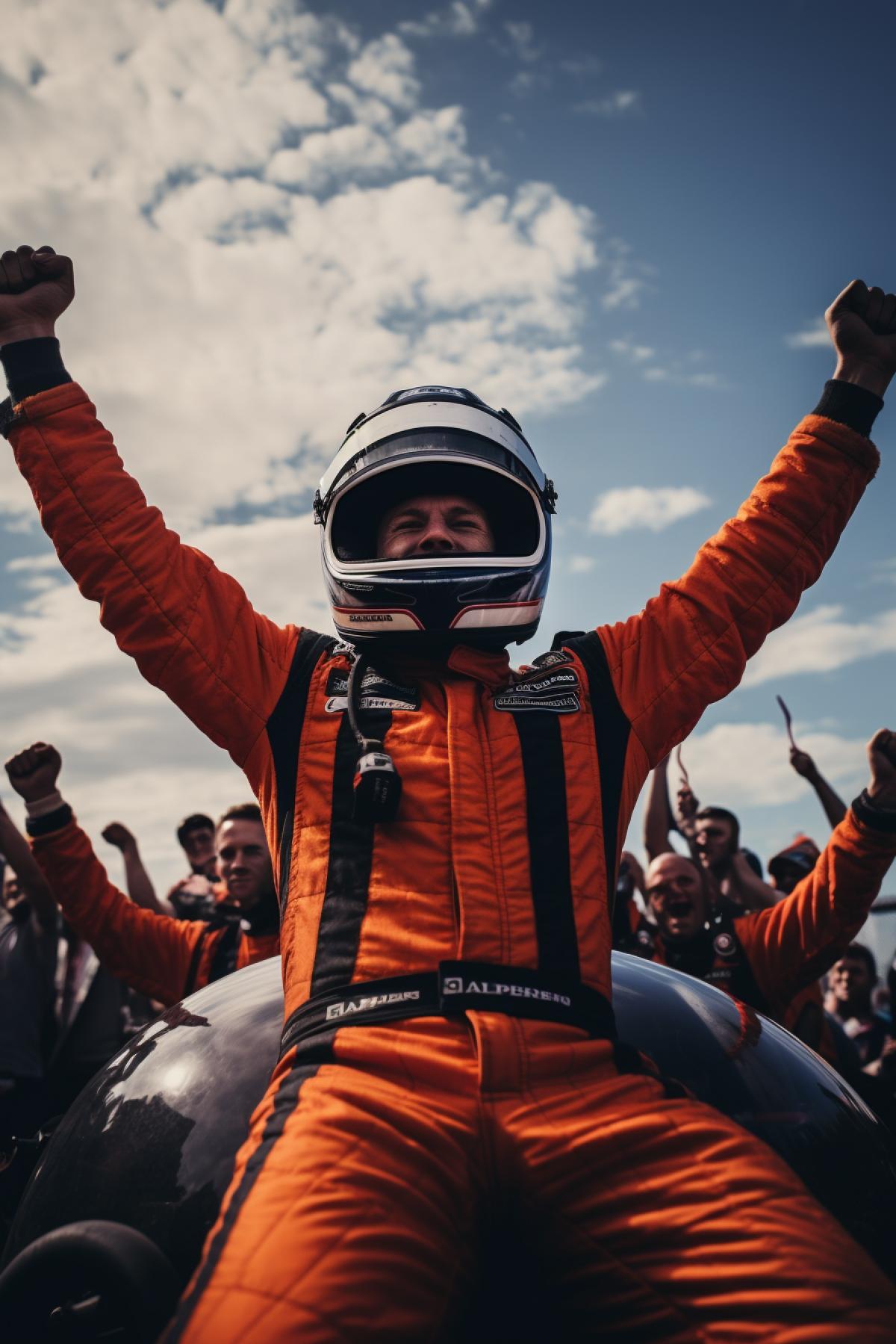 The joy of a racer winning a race
