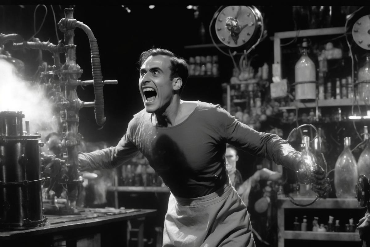 The joy of a scientist from the film Frankenstein, 1931. Delight. Rejoicing. “It’s alive,” I say, “it’s alive!”
