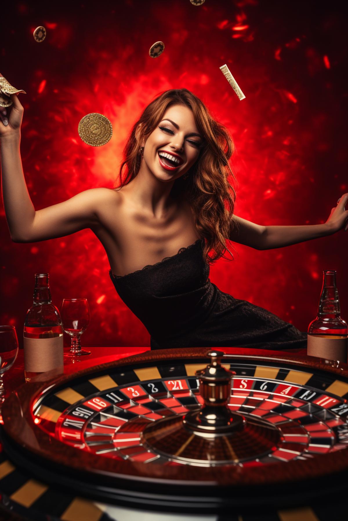Winner in casino roulette jackpot taste of victory Champagne on ice