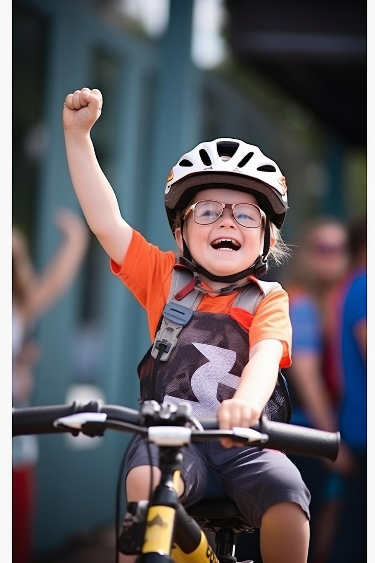 Bicycle race winner taste of victory joy happiness Rush dynamics breathtaking photo