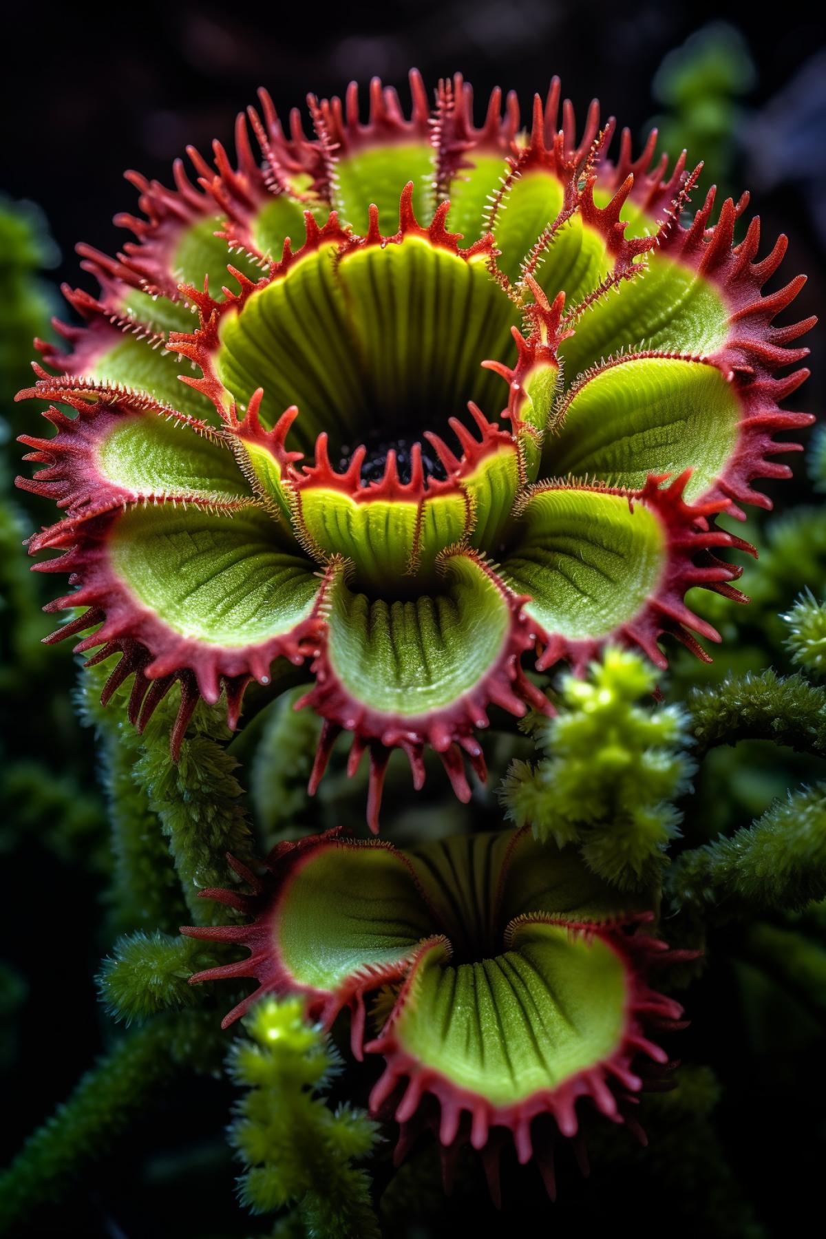 Flower greenhouse, Venus flytrap, beautiful flowers, psychedelic,