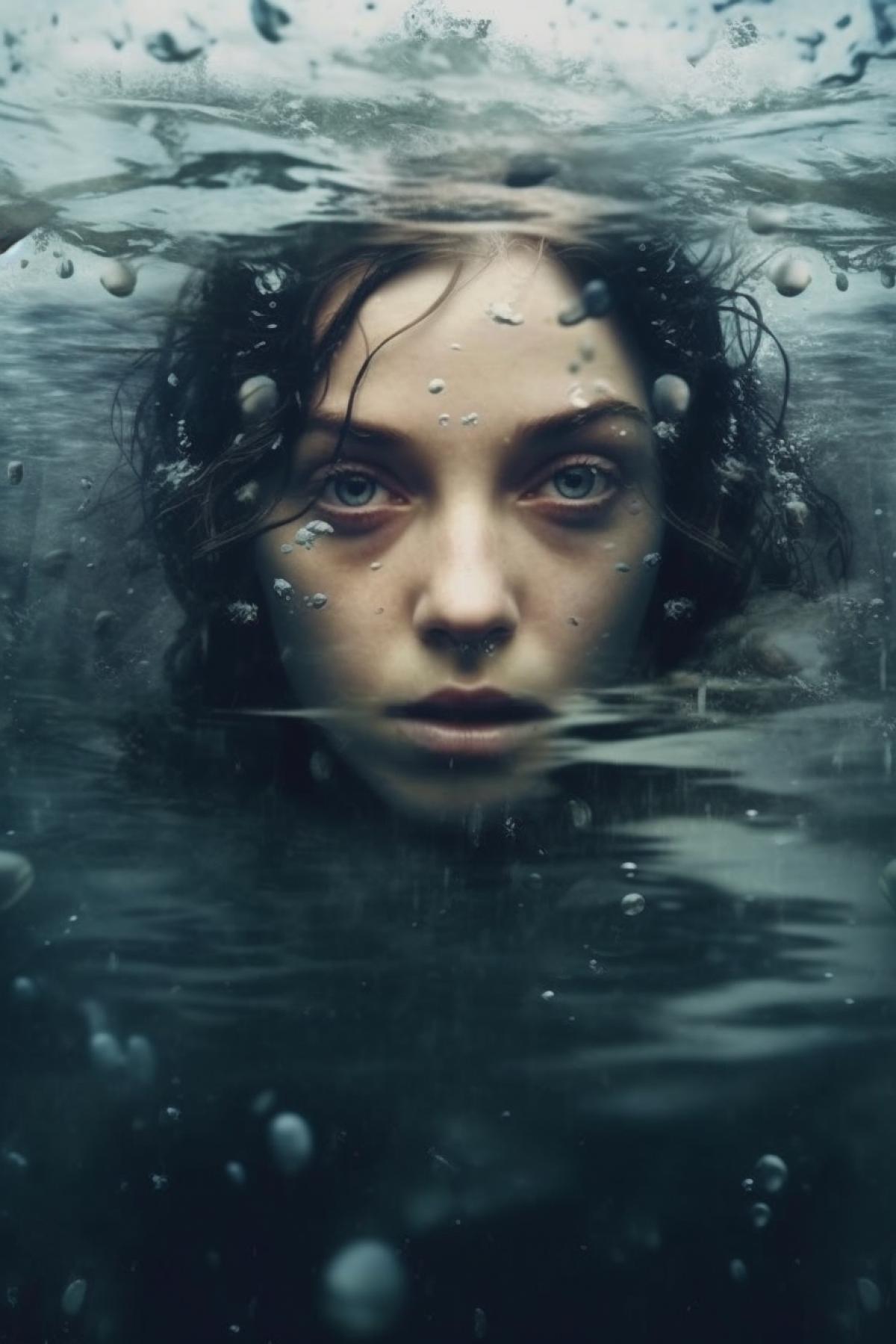 flood flood all animals ocean water animals and people in the water human face female Underwater world