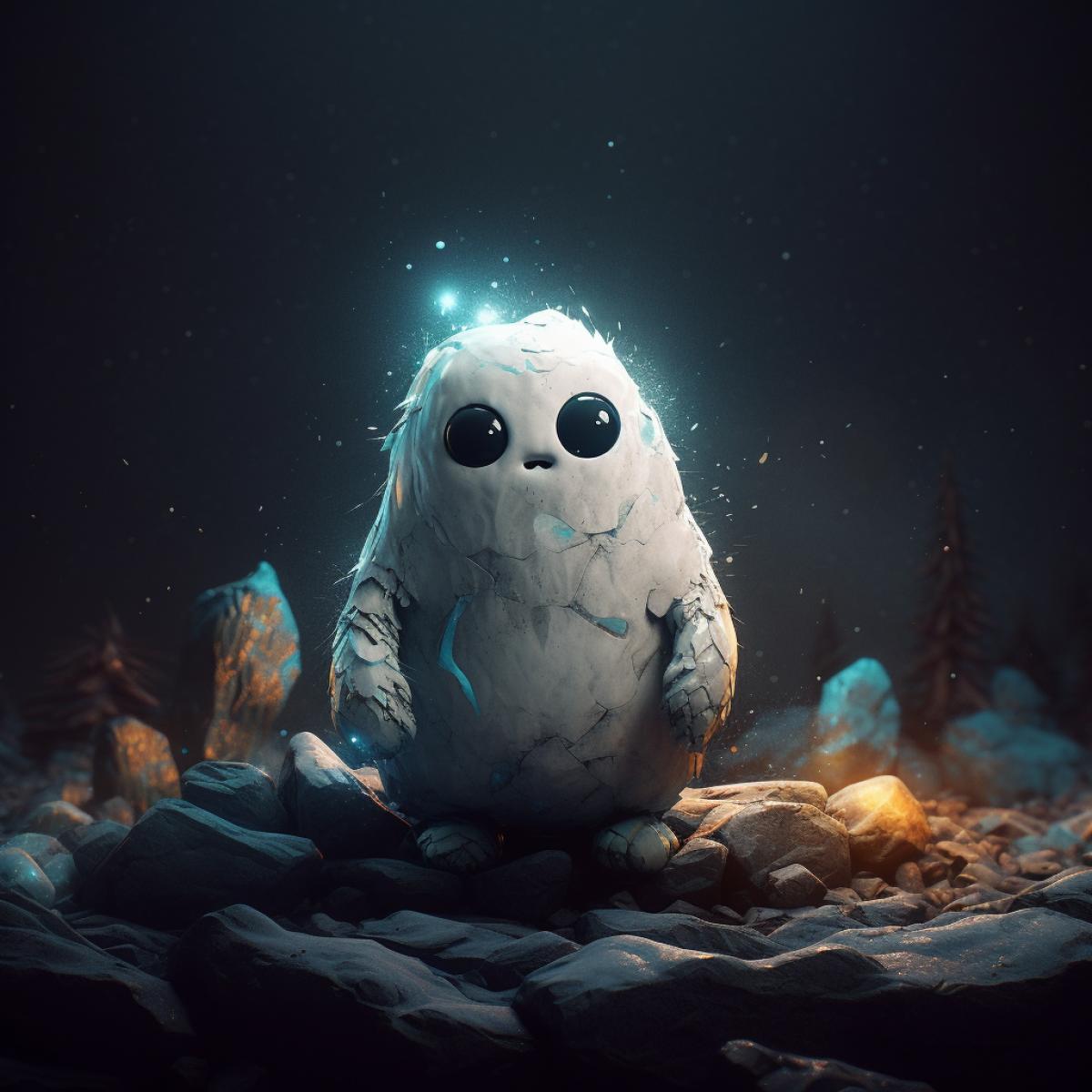 snowman monster, space, another dimension, mystery, flicker, glare. rock