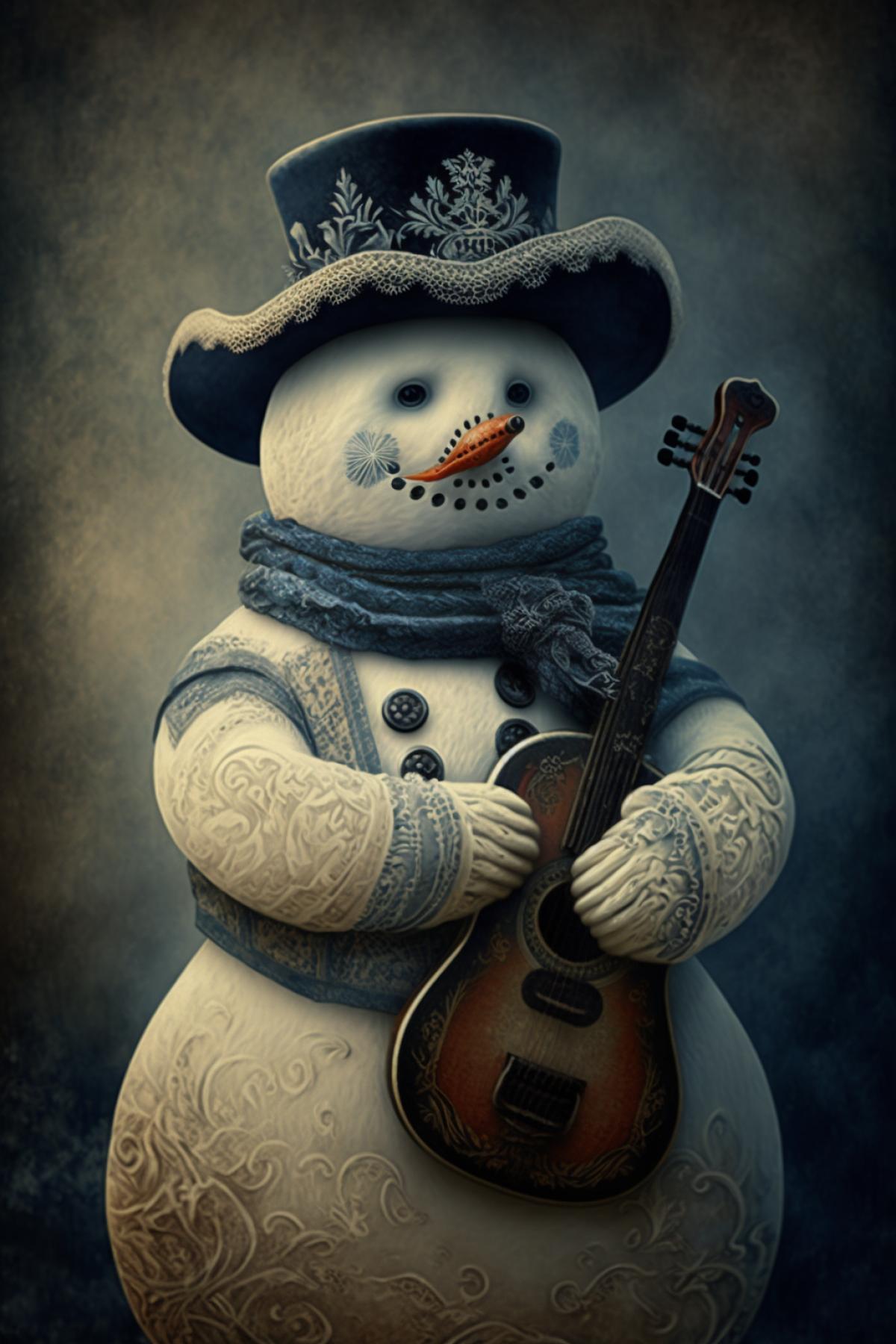 Snowman in Russian gzhel style