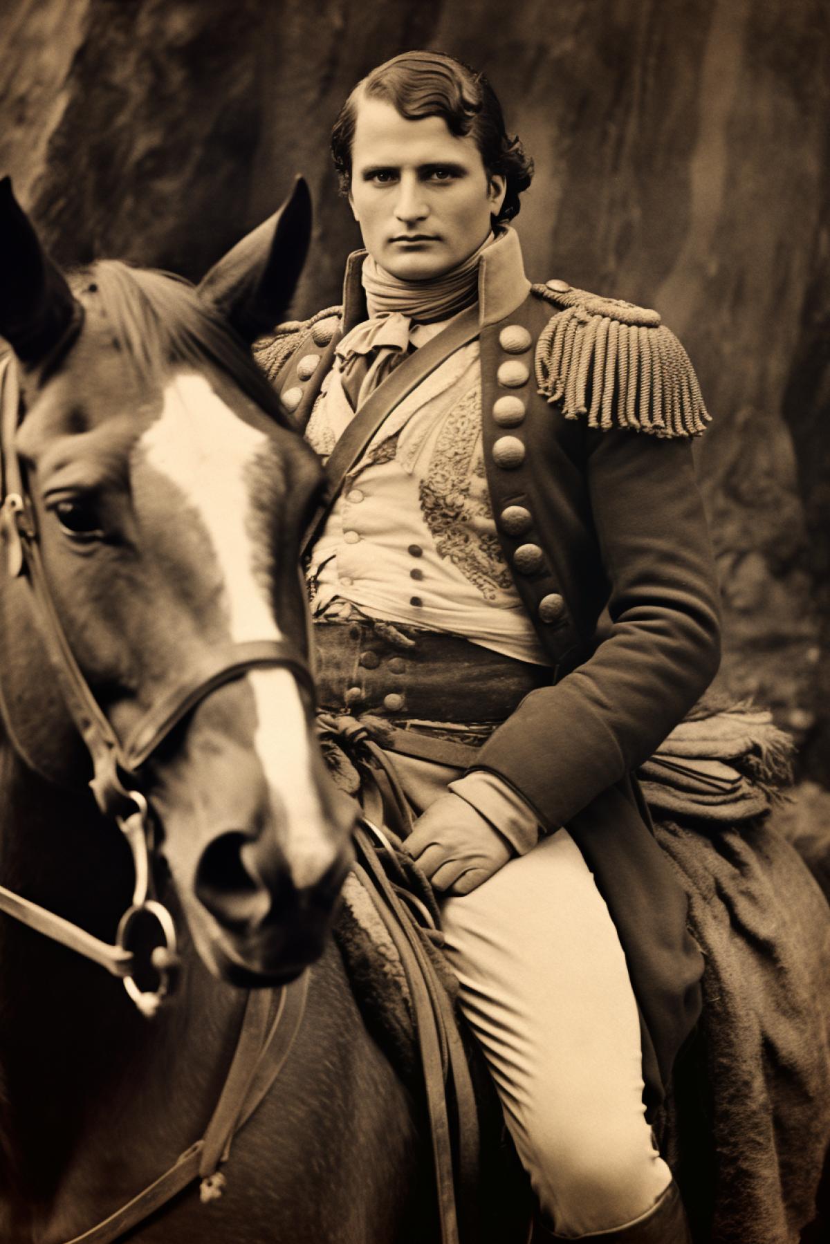 Napoleon Bonaparte riding horse vintage photo