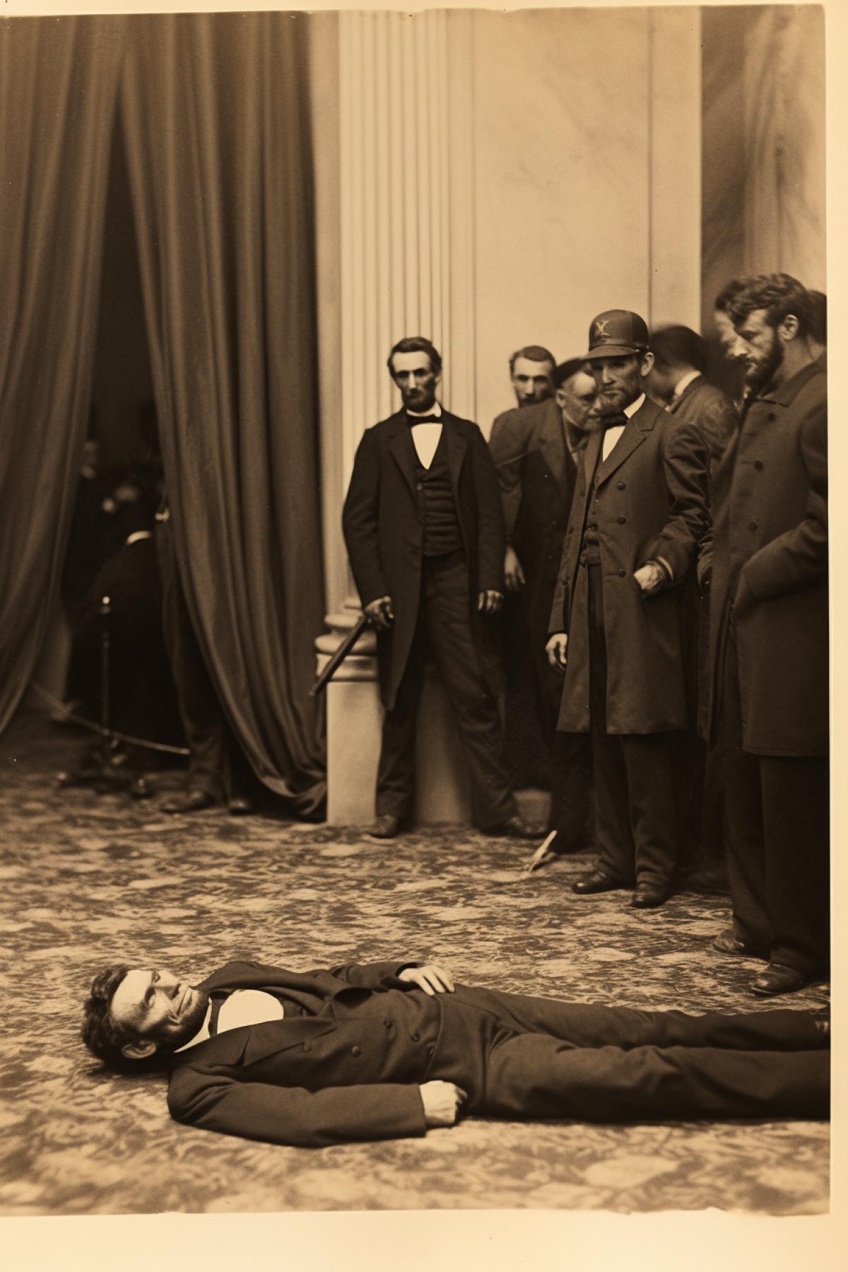 President Lincolns assassination in theatre vintage reporting photo