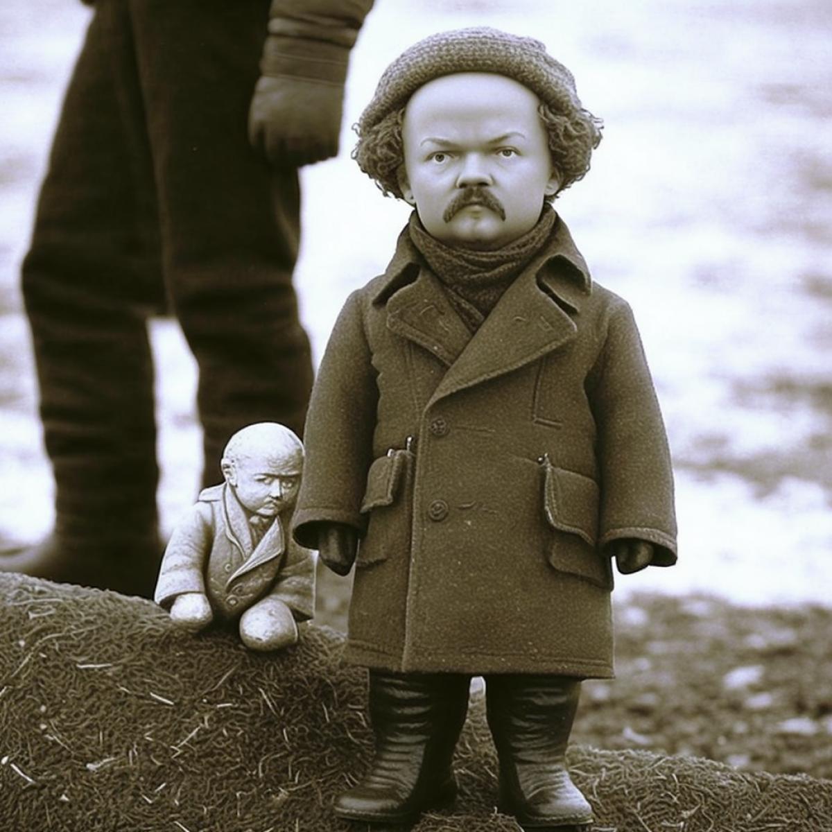 When Lenin was little,. With a curly head,. He also ran in felt boots. Up the icy hill. Vintage photography.