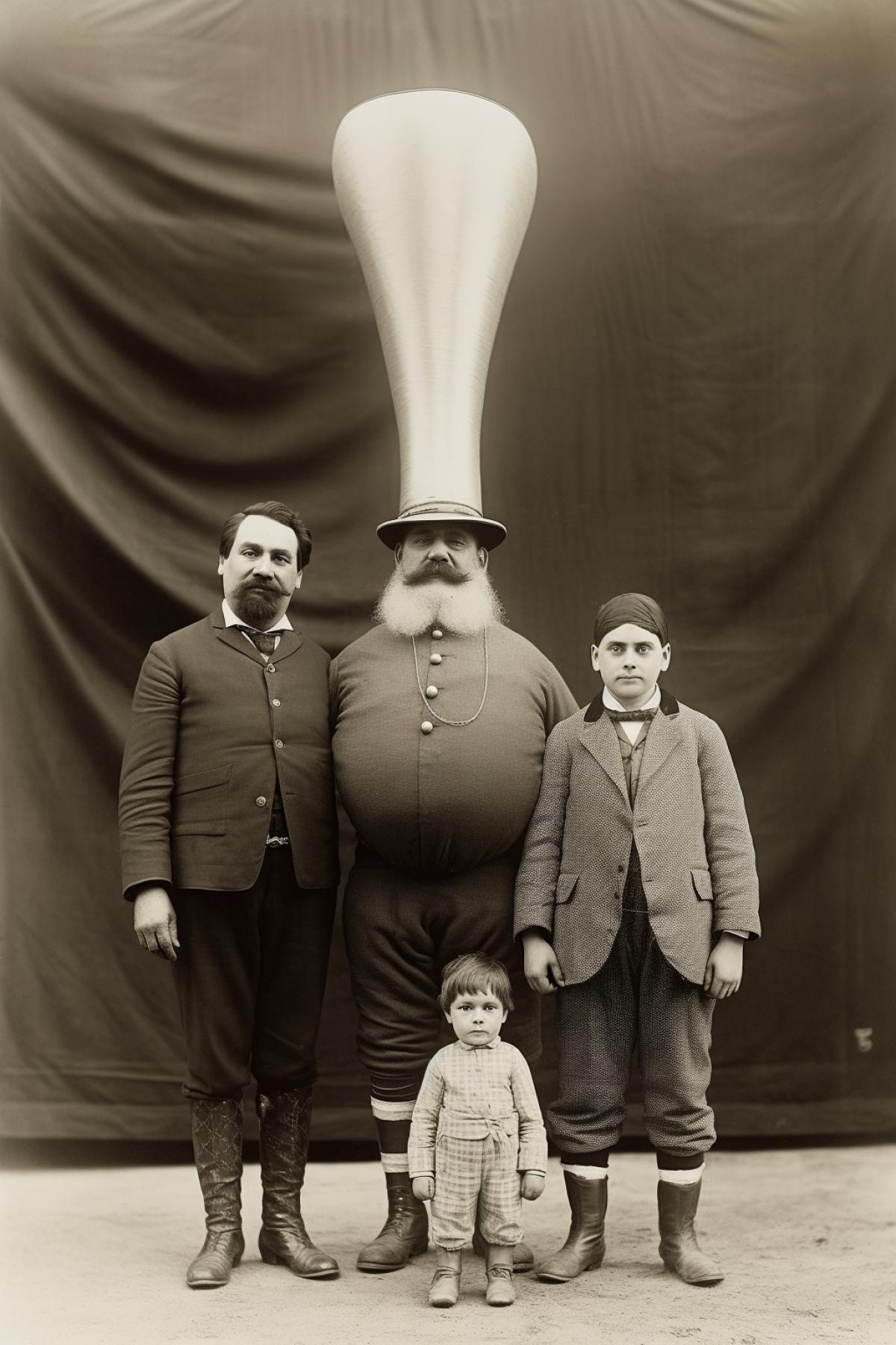 dwarf, giant, circus, vintage photography