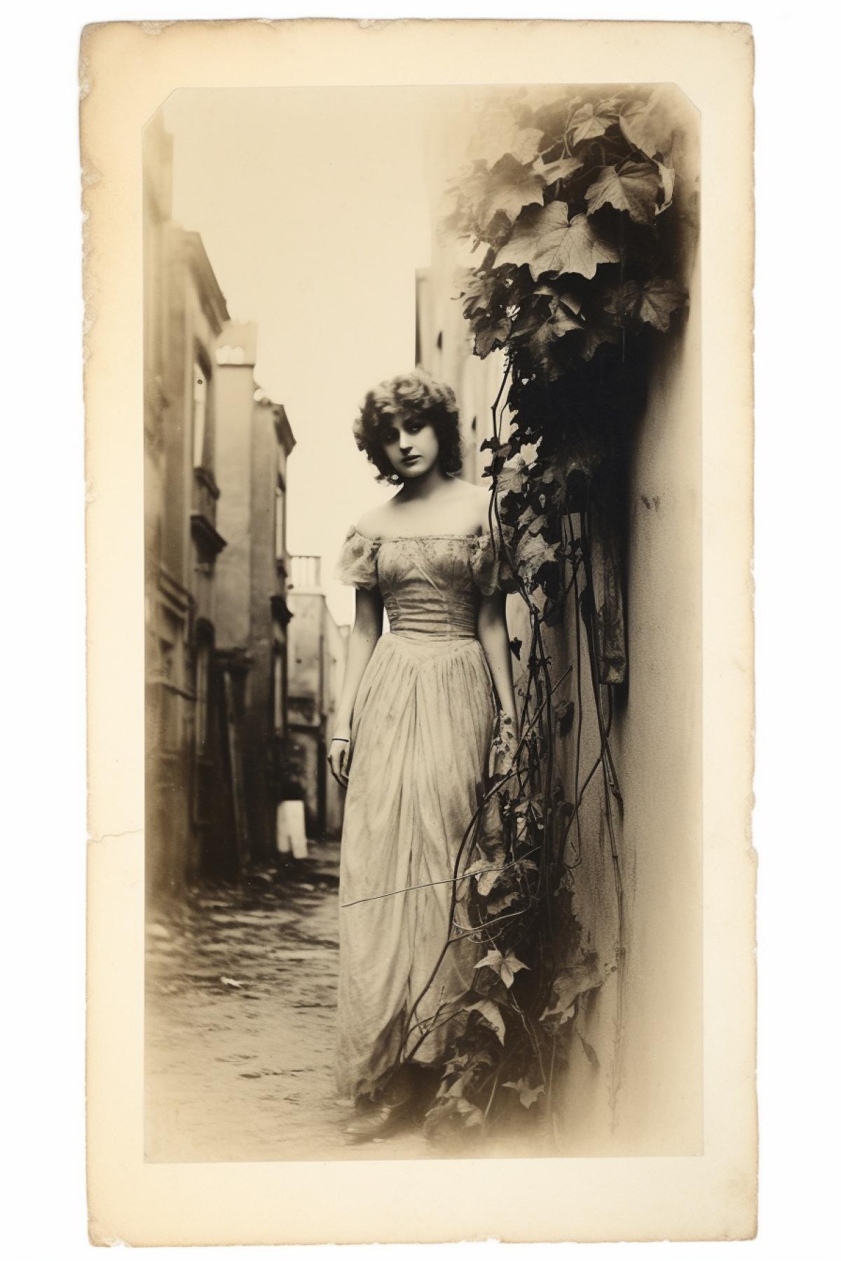 a beautiful vintage Italian photo postcard, lightly distressed, isolated on solid white background