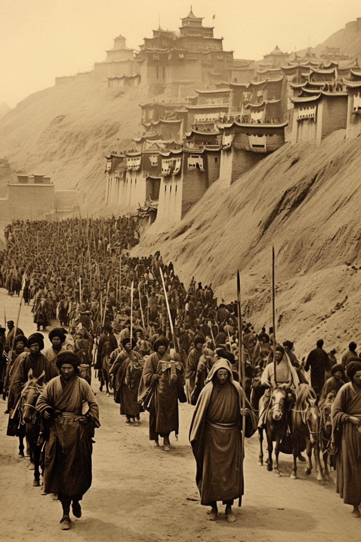 Nicholas Roerich in Tibet vintage photo sepia