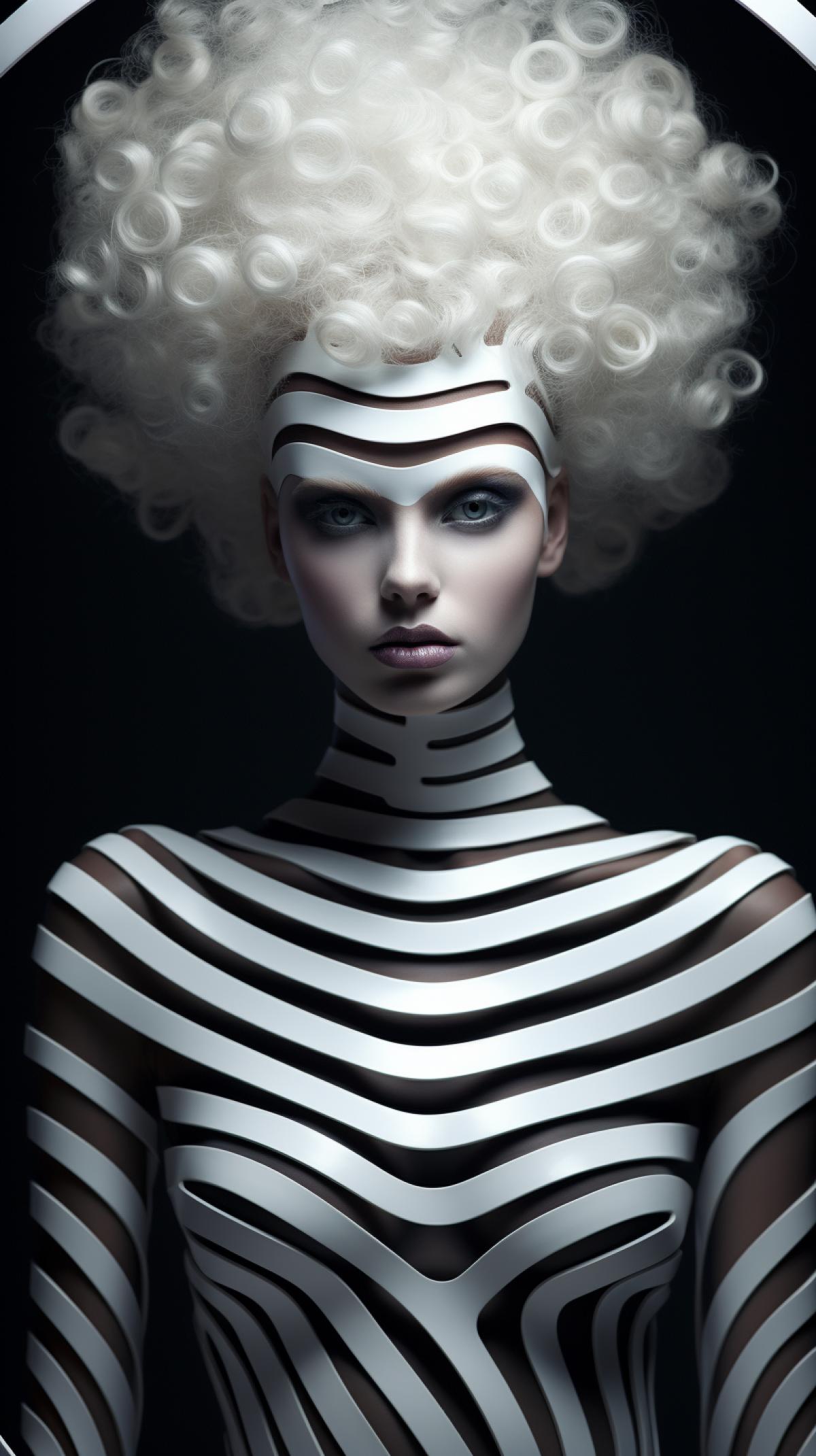High fashion model mobius stripes:: mirrors:: high detail, professional photographer, strong key lighting.